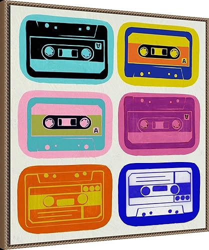 Miniatura 2 de Amanti Art Framed Canvas Wall Art 30x30 Retro Cassettes by PI Studio, Framed Wall Art Canvas, Entertainment Artwork, Traditional Decor, Large Poster
