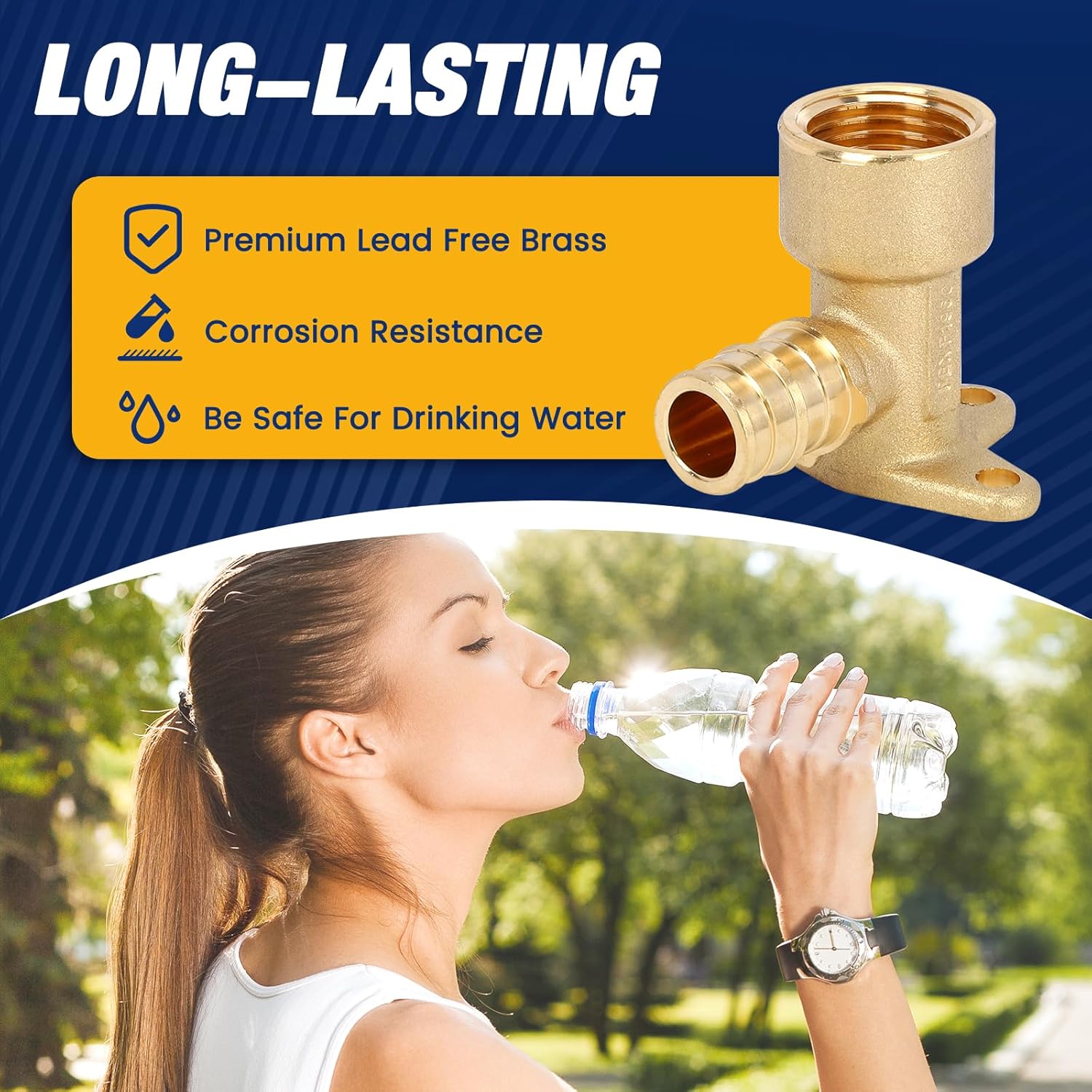 10PCS PEX A Fitting Expansion 1/2" x 1/2" Female NPT Drop Ear Elbow Fittings - Lead-Free Brass, ASTM F1960 & NSF Certified, Anti-Leak Design for PEX-A Tubing