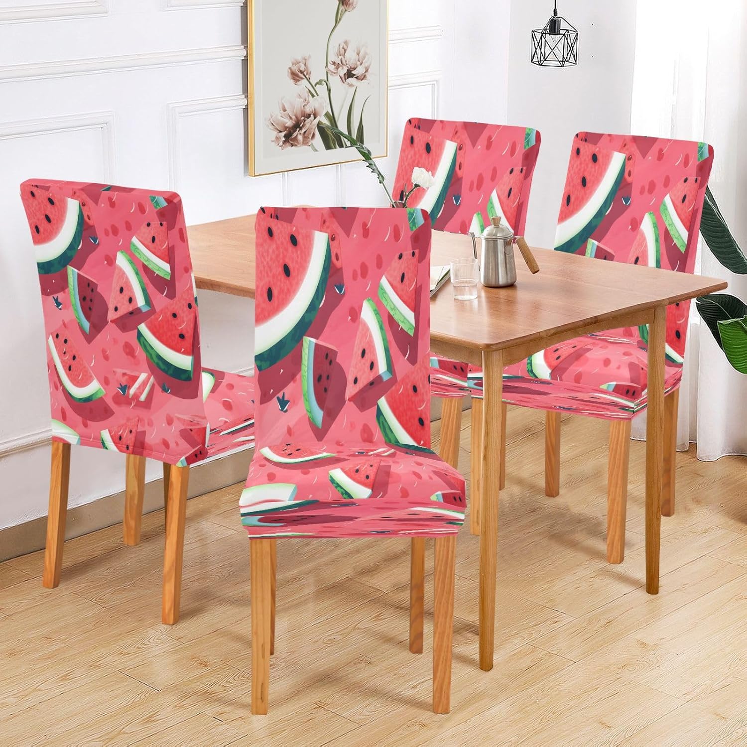 ALAZA Dining Room Chair Covers, Red Tasty Watermelons Slices Stretch Chair Slipcovers Protector Removable Washable for Dining Room, Ktichen, Party