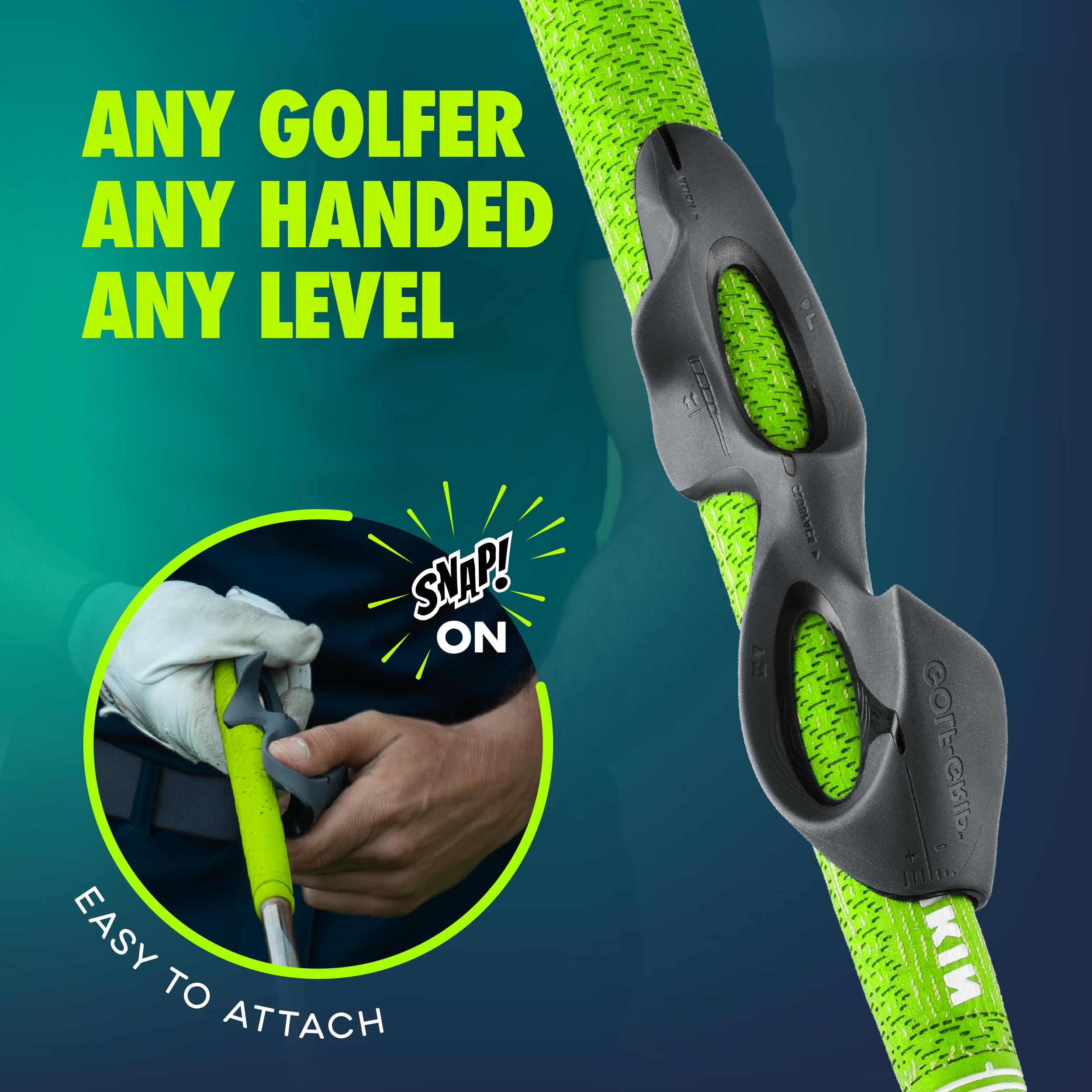 GOLF-GRIP™ Golf Grip Trainer for Left & Right-Handed Golfers – Snap-On Rubber Golf Training Aid for Proper Hand Position & Swing Technique – Hit Straighter, Longer Shots & Fix Slices or Hooks