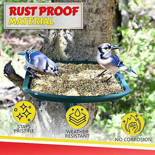 Miniatura 3 de Comedero para pájaros al aire libre, bandeja para pájaros silvestres y ardillas para exteriores, cardenal, pinzón, cardo, pájaro carpintero, pájaro