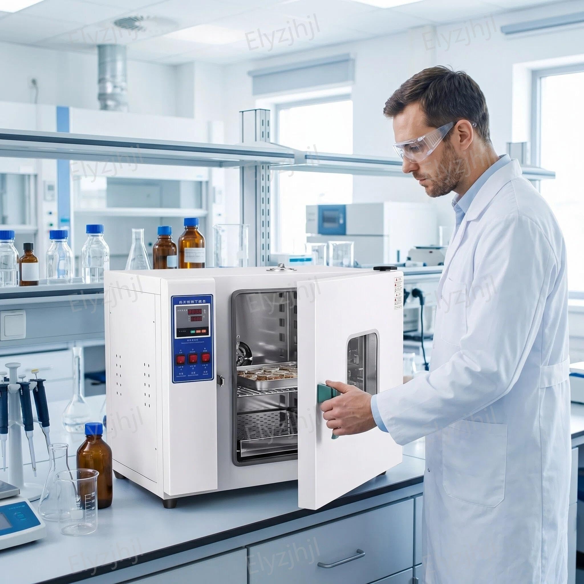 Stufa di Essiccazione da Laboratorio a Convezione Forzata Professionale, Forno Digitale in Acciaio Inox, RT+50-250°C, Timer 9999 min, Riscaldamento Uniforme per Industria e Ricerca (16L / 43L) (43L)