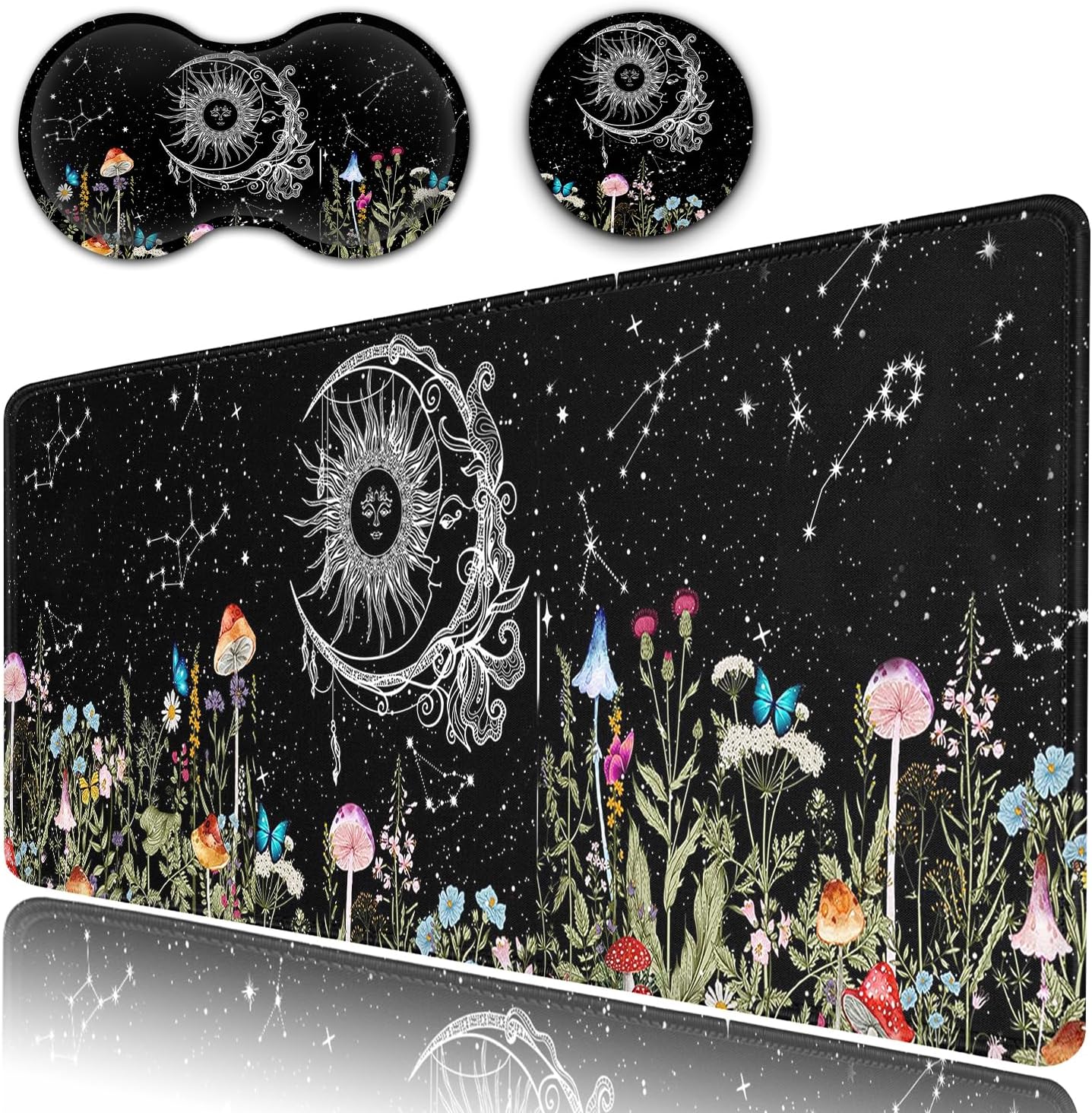 Alfombrilla de escritorio, alfombrilla grande extendida para mouse con bordes cosidos (31.5 x 11.8 pulgadas), reposamuñecas ergonómico para mouse,