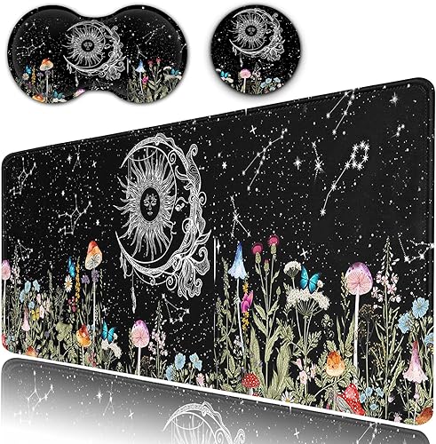 Alfombrilla de escritorio, alfombrilla grande extendida para mouse con bordes cosidos (31.5 x 11.8 pulgadas), reposamuñecas ergonómico para mouse, disponible en Yaxa Mexico