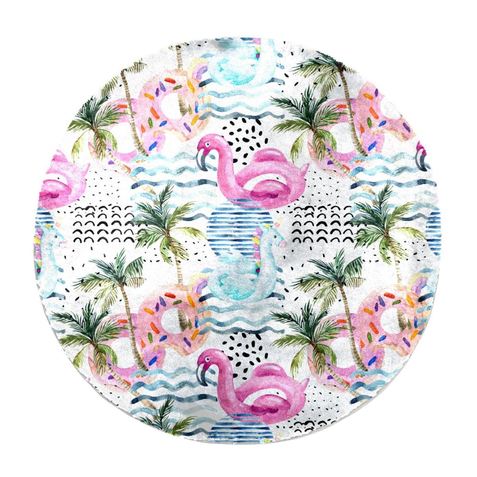 Tapis de sol antidérapant et doux en fausse fourrure motif licorne et flamant