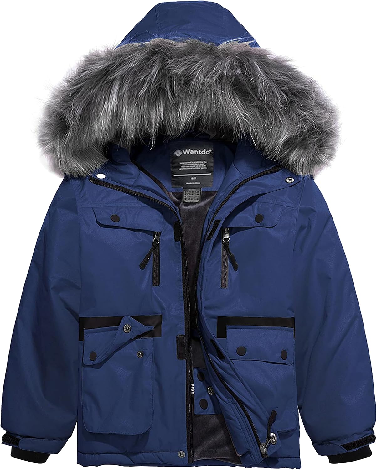 Wantdo Kids Boys' Waterproof Winter Coat Fleece-Lined Ski Jacket Little Child/Teen Snow Coats Parka Hooded