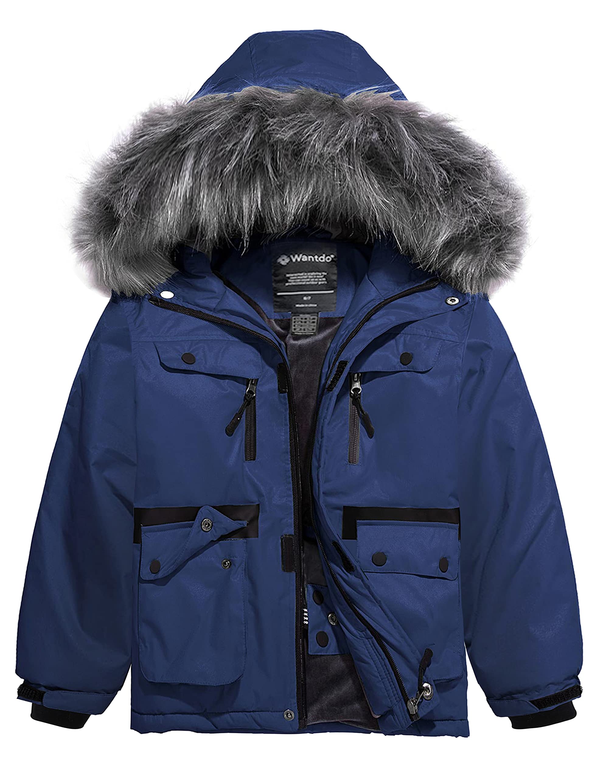 wantdo Boys Winter Coat Waterproof Windbreaker Snow Ski Jacket Warm Thick Kids Coats Rain Jackets