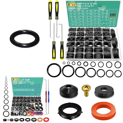 Surtido de 1086 piezas de juntas tóricas SAE y 1075 arandelas de grifo y arandelas de fontanería y kit de junta tórica métrica para reparación de