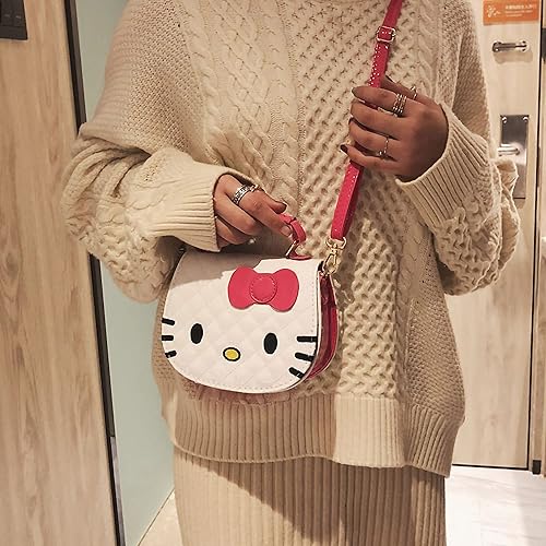 Vista 4 de Xerial Bolso Kawaii para gatos, lindo bolso cruzado, cartera kawaii, linda cartera, bolsa cruzada Kawaii para niñas y mujeres, Blanco