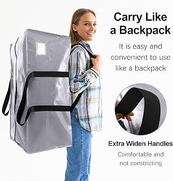 6 Pack Heavy Duty Extra Large Moving Bags W/Backpack Straps - Strong Handles & Zippers, Storage Totes For Space Saving, Fold Flat, Alternative to Box and Bin (40 gal, Silver)