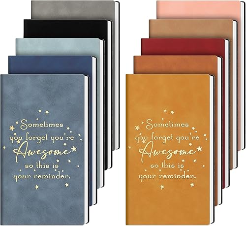 Miniatura 8 de Fuutreo 10 cuadernos de cuero A6 con bolsillo a granel pequeño bloc de notas para agradecimiento a los empleados compañeros de trabajo secretario