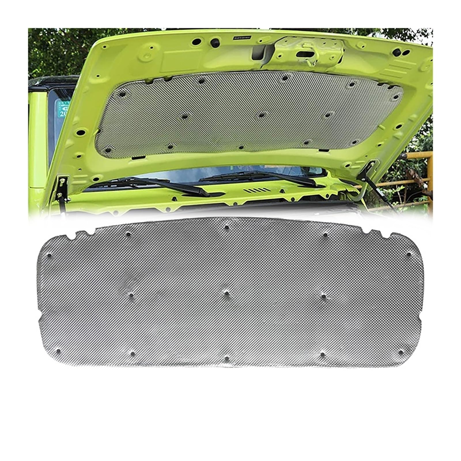 Dlkaddkgf Silver Car Front Hood Sound Heat Insulation Pad Engine Soundproof Insulation Compatible For Suzuki Jimny Jb64 Jb74 2019-2022
