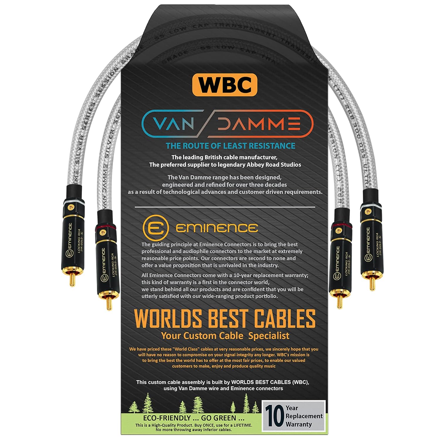 30 CM Audiophile HighDefinition Audio Interconnect Cable Pair By