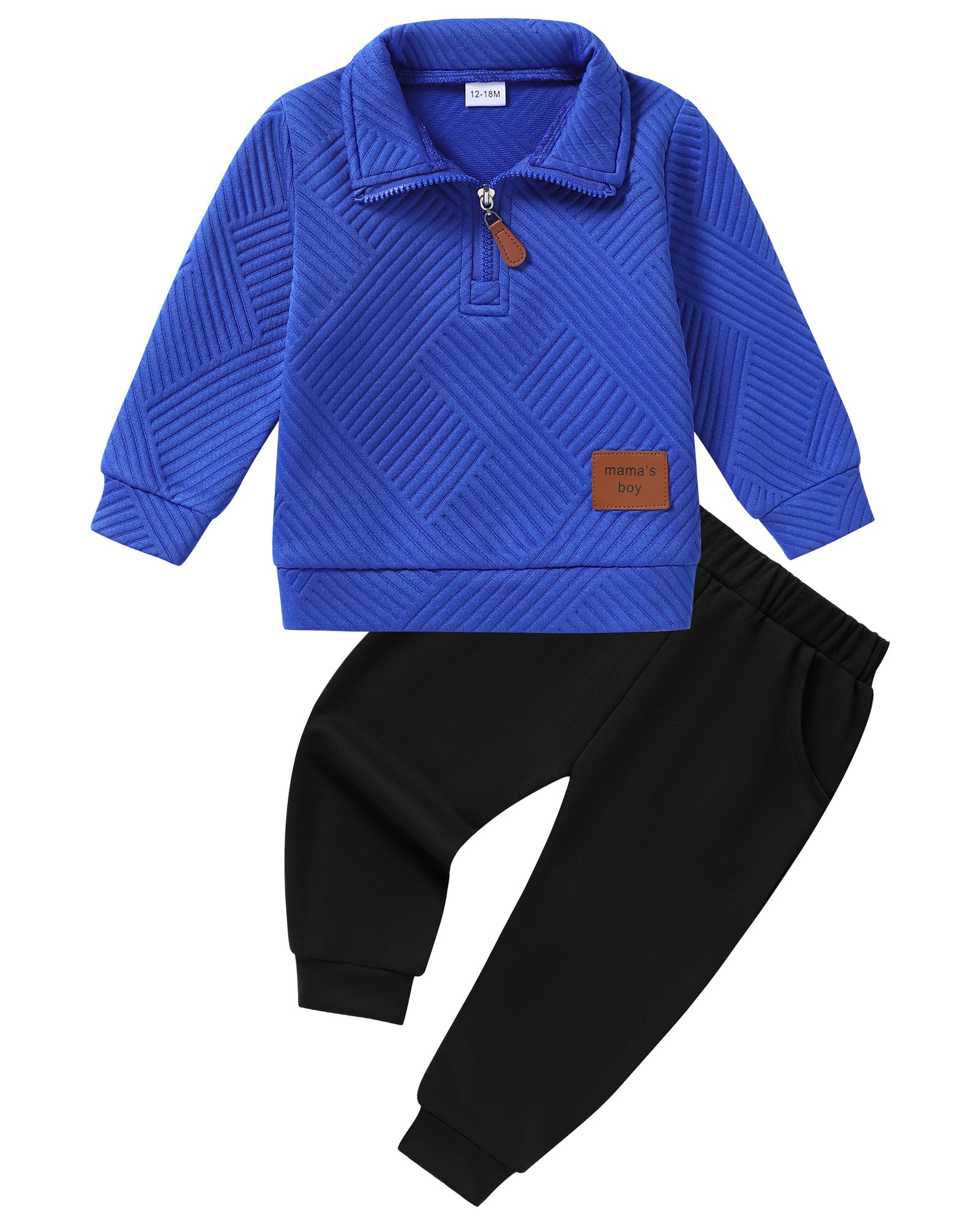 ZOEREA Toddler Baby Boy Clothes Outfits Long Sleeve Solid Sweatshirt and Pants 2 Piece Fall Winter Sweatsuit Set