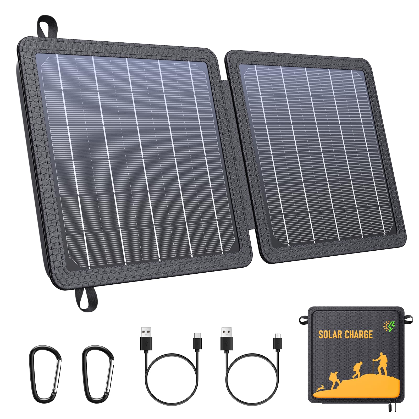 Solar Panel Outdoor,Dual USB Ports Fast Charging, Waterproof Monocrystalline Foldable Solar Panel,For Laptops/iPads/iPhone/outdoor mobile devices (LSFC-10)