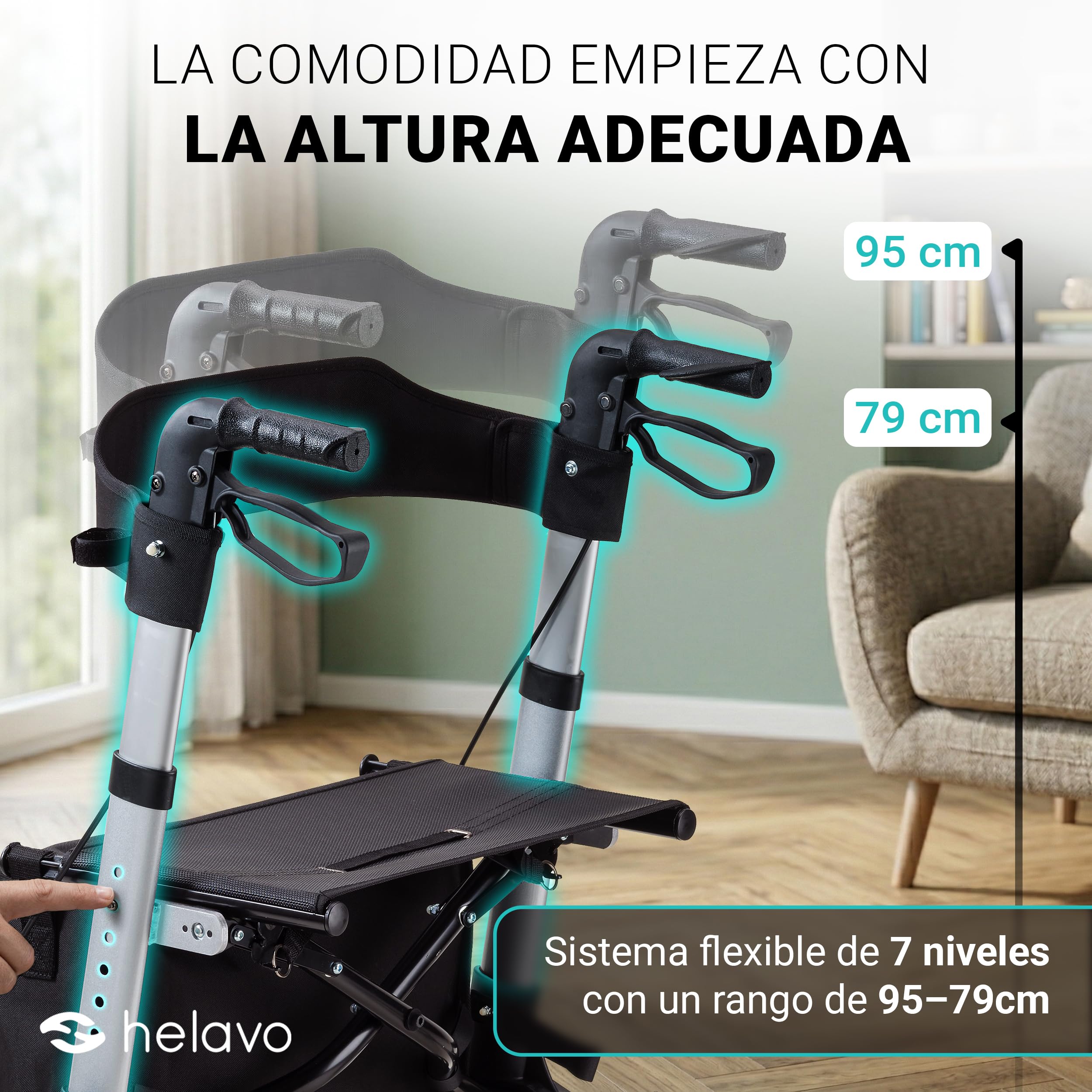 Helavo andador para ancianos - Caminadores de aluminio plegables para mayores
