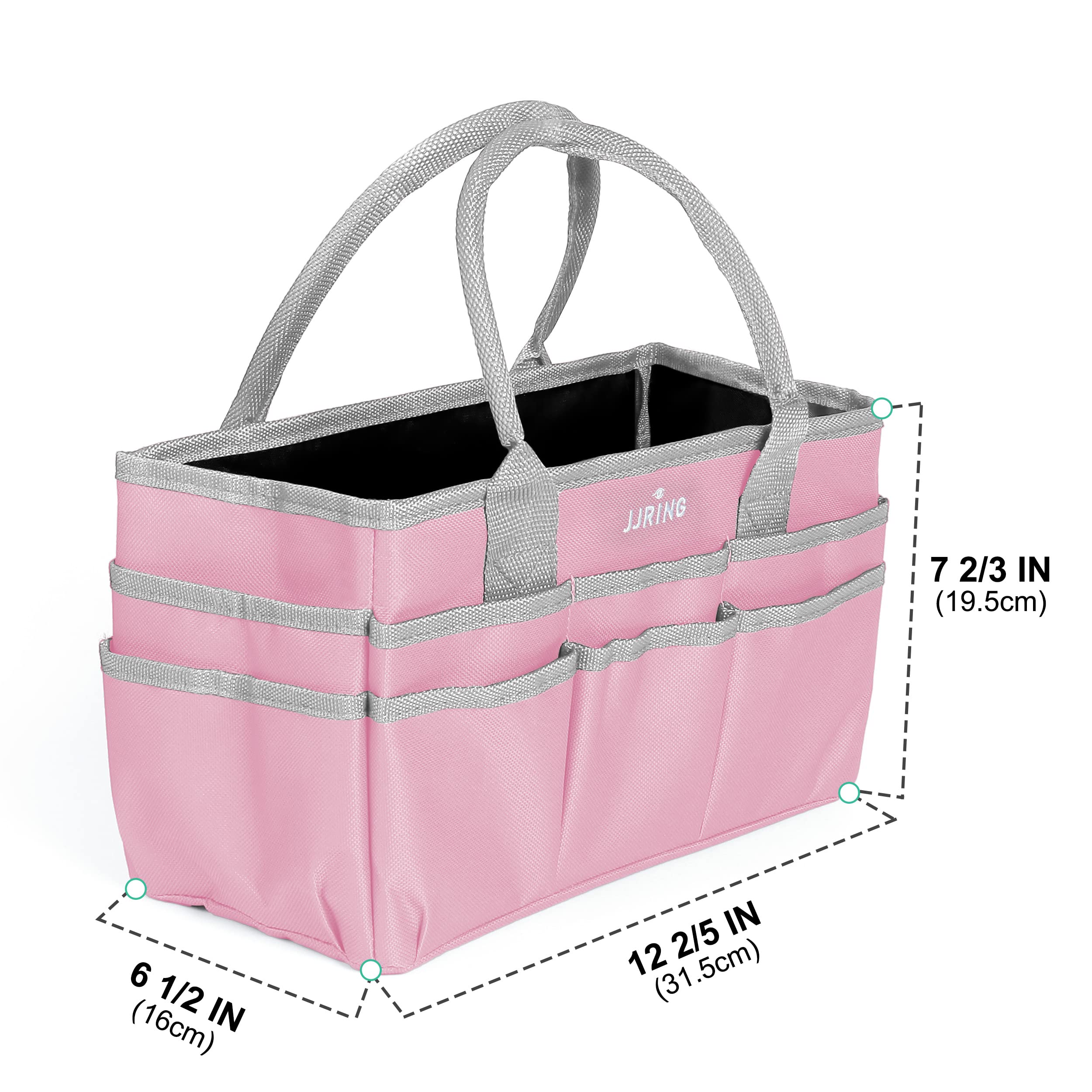 JJRING Torba na ramię do majsterkowania i sztuki - 600D różowa nylonowa tkanina artystyczna organizer torba z kieszeniami - do rękodzieła, scrapbookingu, przechowywania materiałów medycznych i