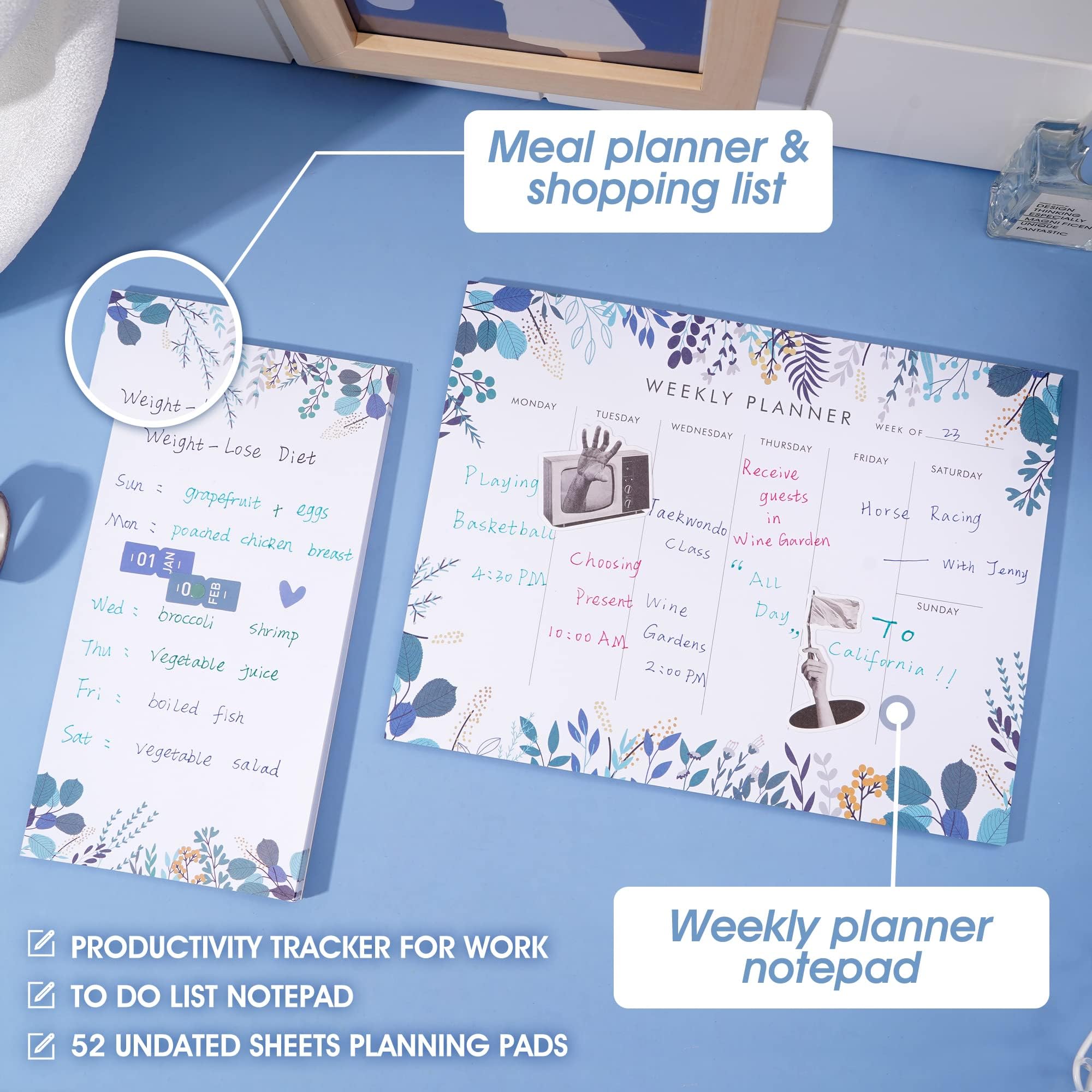 To-do List Pad Undated Weekly Desk Planner Pad - 52 Pages With To-Do ...