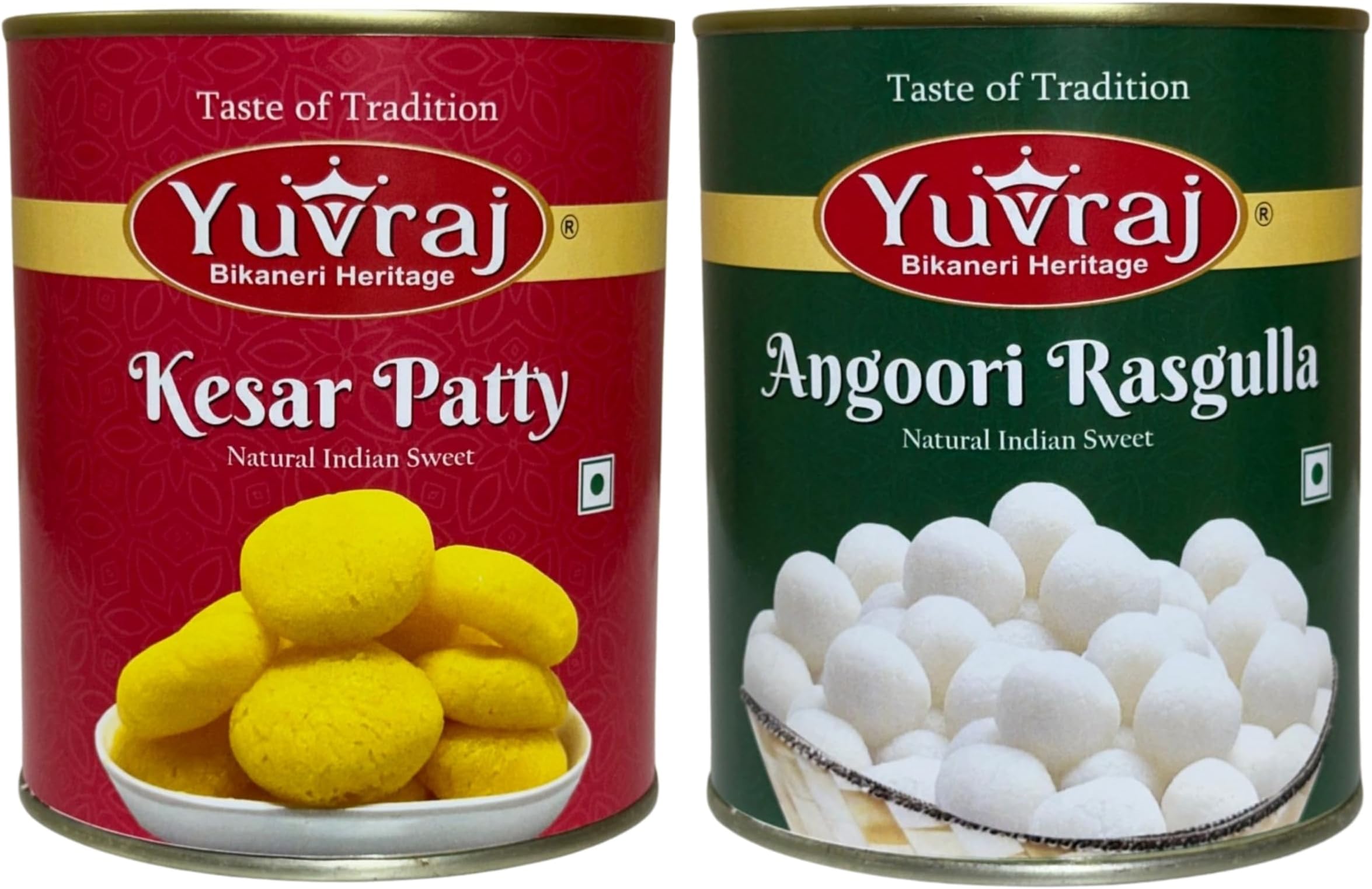 Yuvraj Kesar Patty & mini Rasgulla sweets combo 1 kg x 2 tin Pack
