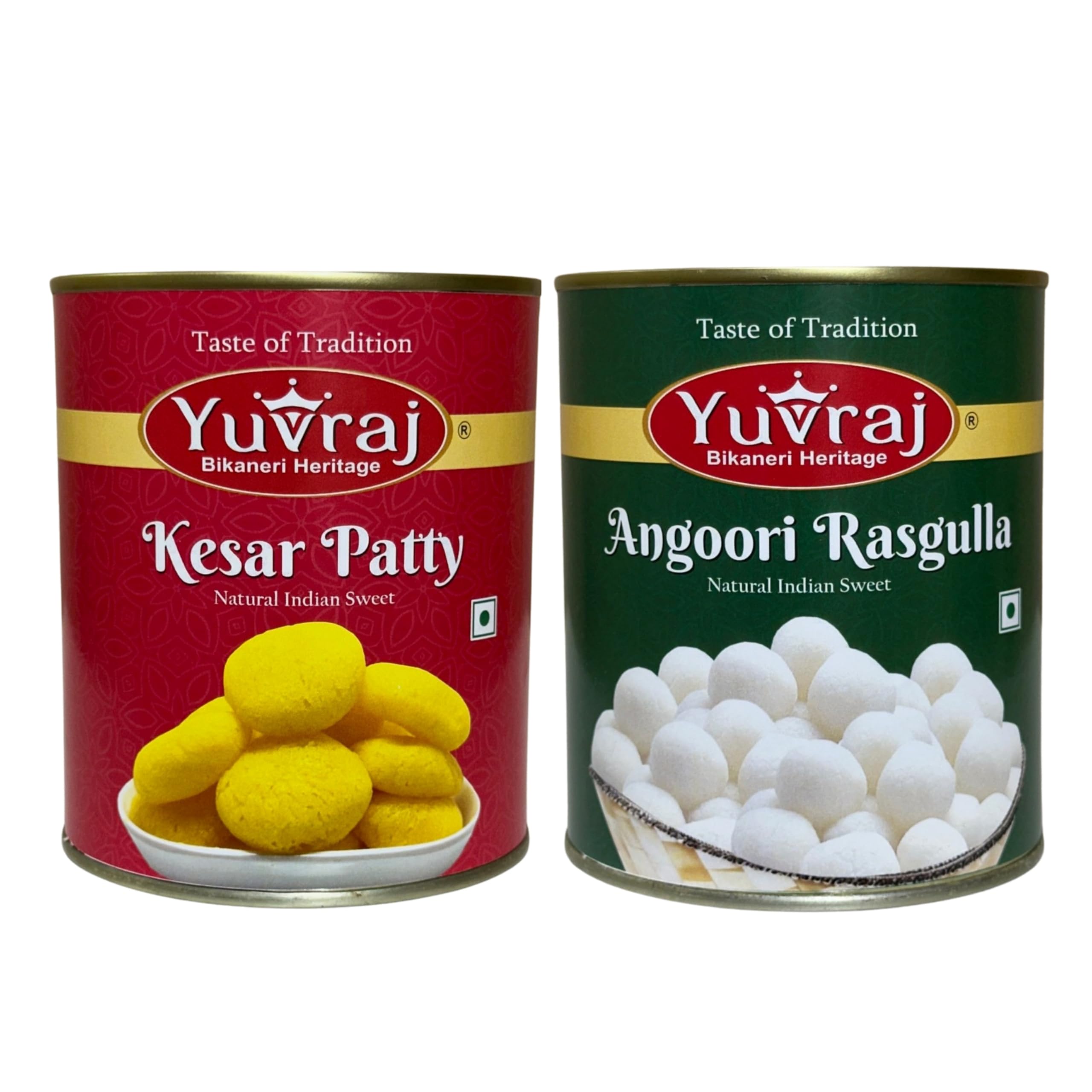 Yuvraj Kesar Patty & Mini Rasgulla Sweets Combo 1 kg x 2 tin Pack