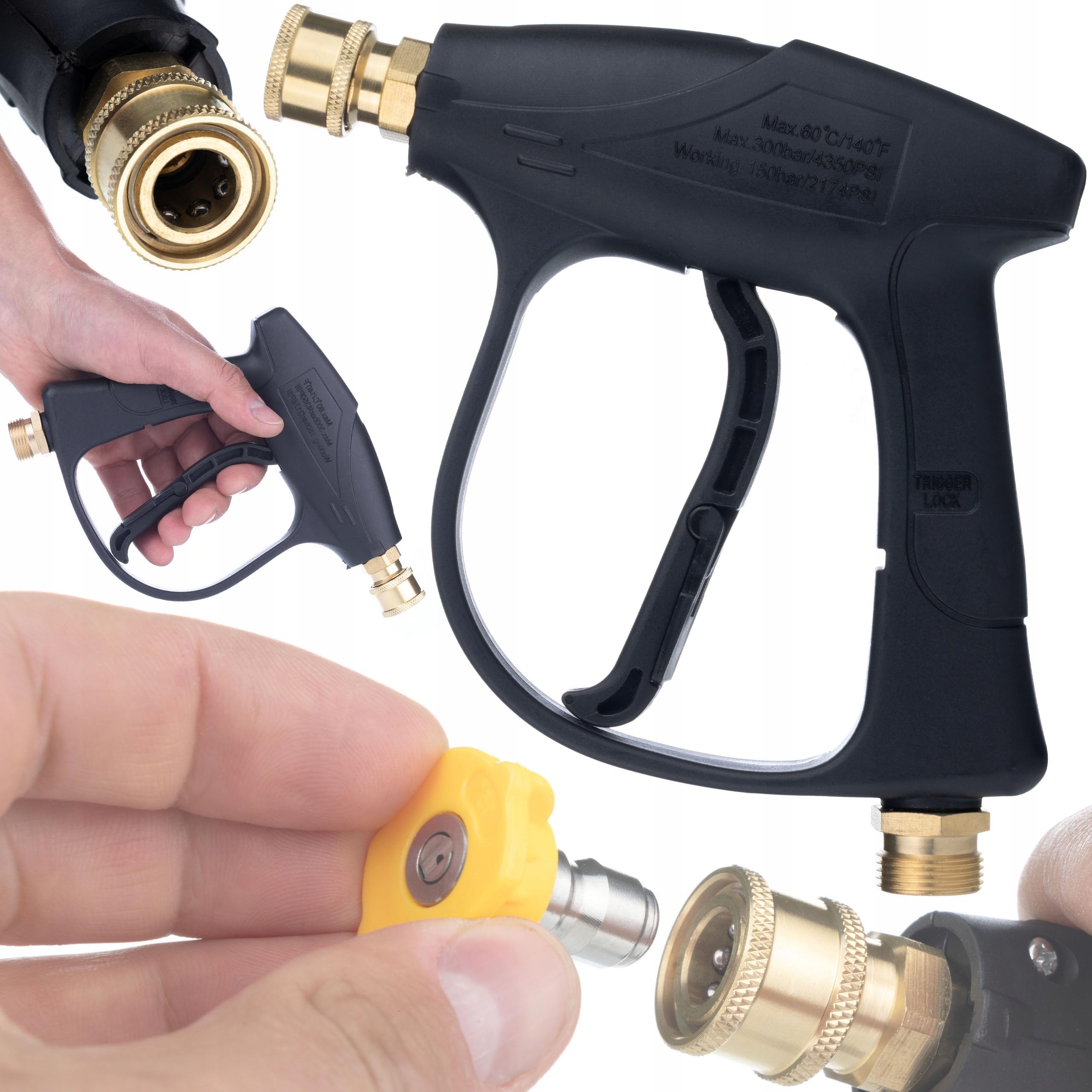 Rosfix Pistola de 5 boquillas, adaptador de lanza de espuma, 1 l, compatible con Kärcher HD