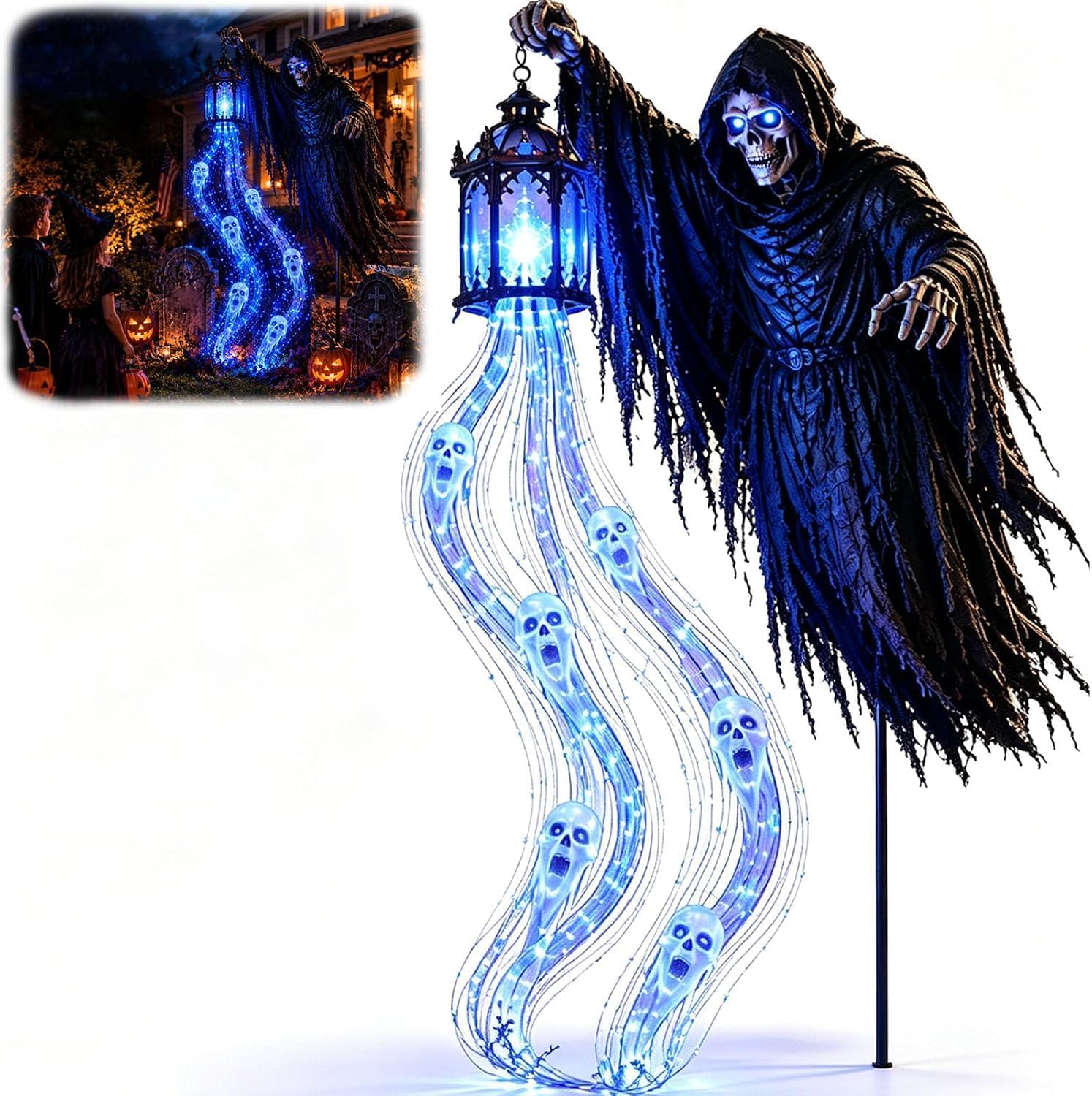 Halloween Decorations Outdoor, Solar Grim Reaper Ghost Halloween Yard Decor