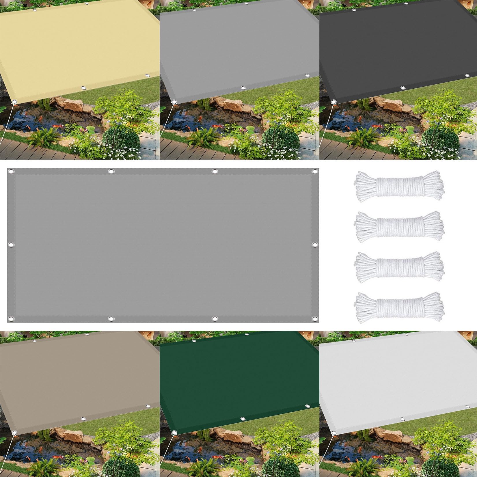 Voile d'ombrage haut de gamme 3.5m gris clair protection terrasse