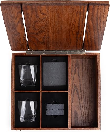 Miniatura 3 de LEGACY - a Picnic Time Brand Juego de vasos de regalo y piedras de whisky para dos, talla única, madera de roble