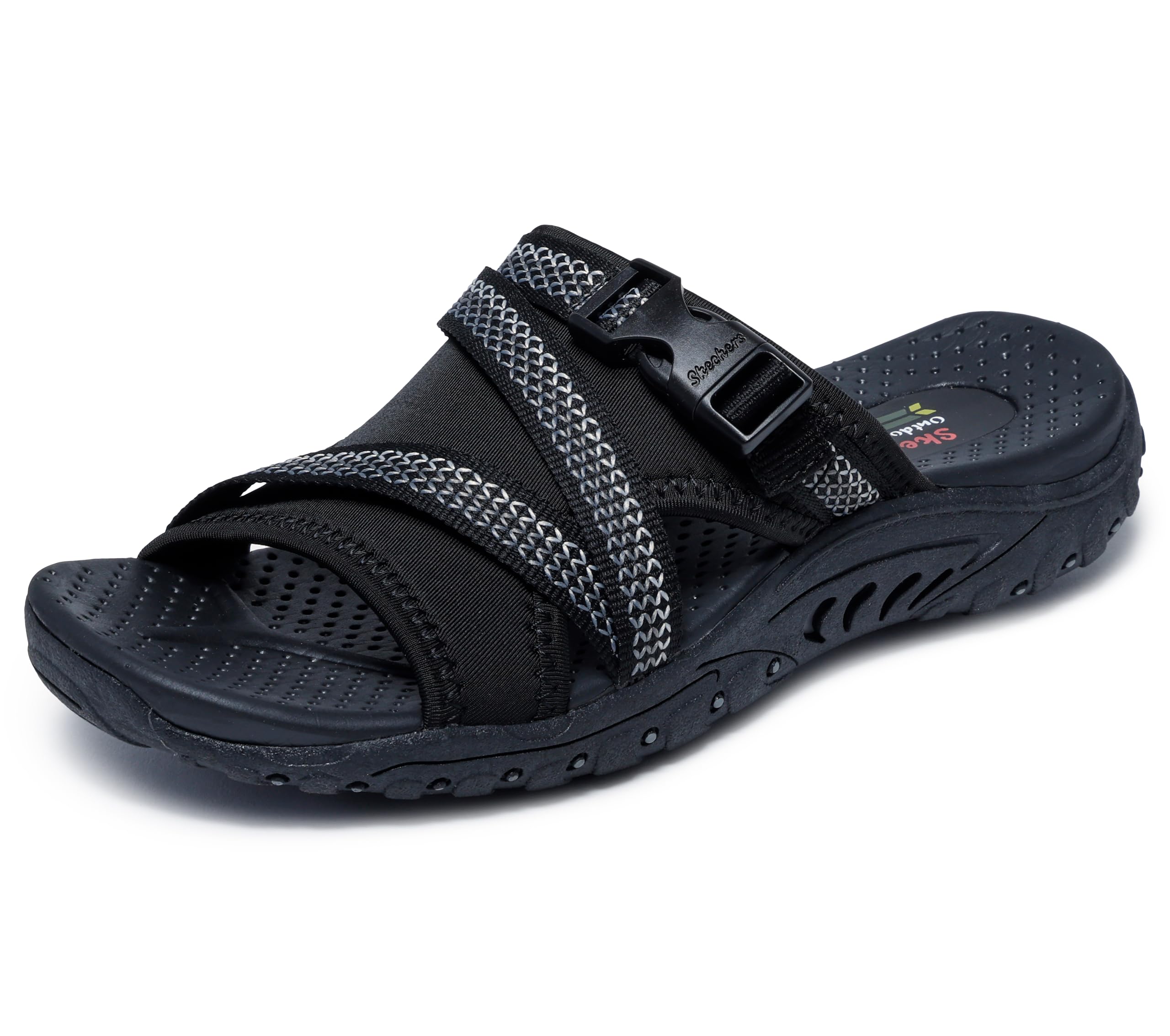 Skechers Women's Reggae Slide Thru Sports Sandals, black, 6 UK