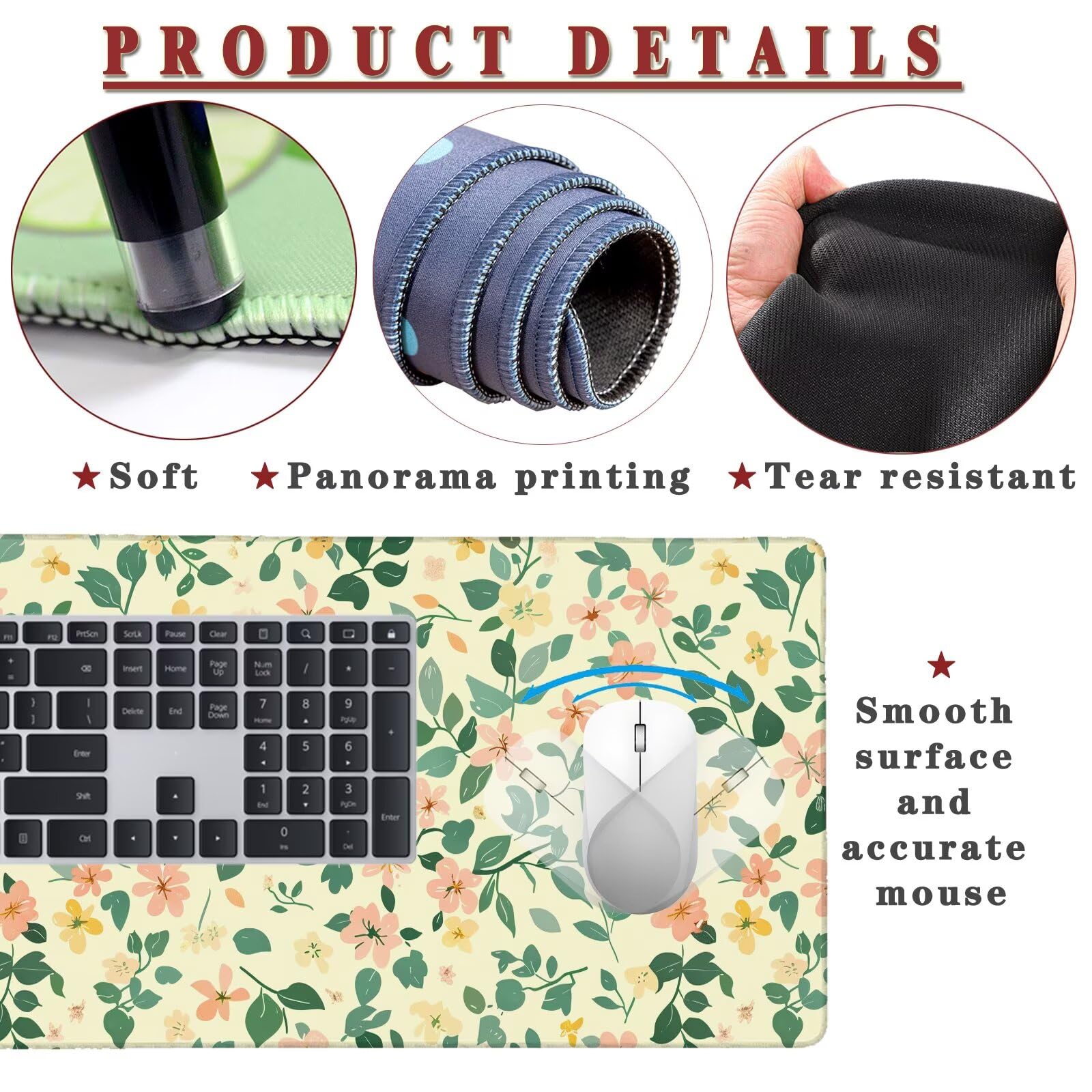 Alfombrilla de Ratón 1400x600x4mm Alfombrilla Ratón XXL Gaming Tapete Protector Escritorio Impermeable Antideslizante, Mousepad Grande Desk Mat, Tapete Rato, Mouse Pad Alfombra Raton Gaming Plants (3)