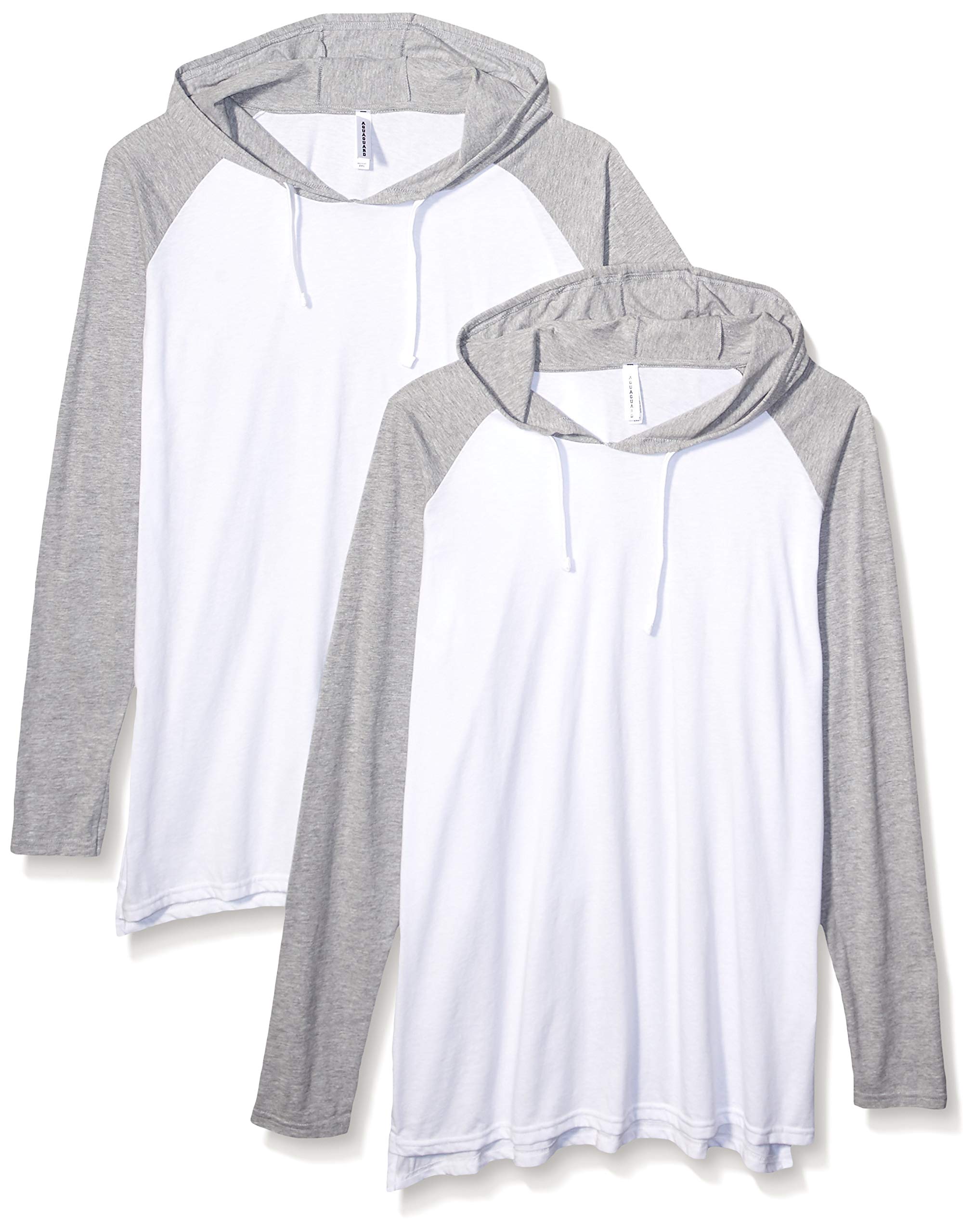 AquaGuard Men's Hooded Raglan Long-Sleeve Fine Jersey T-Shirt-2 Pack