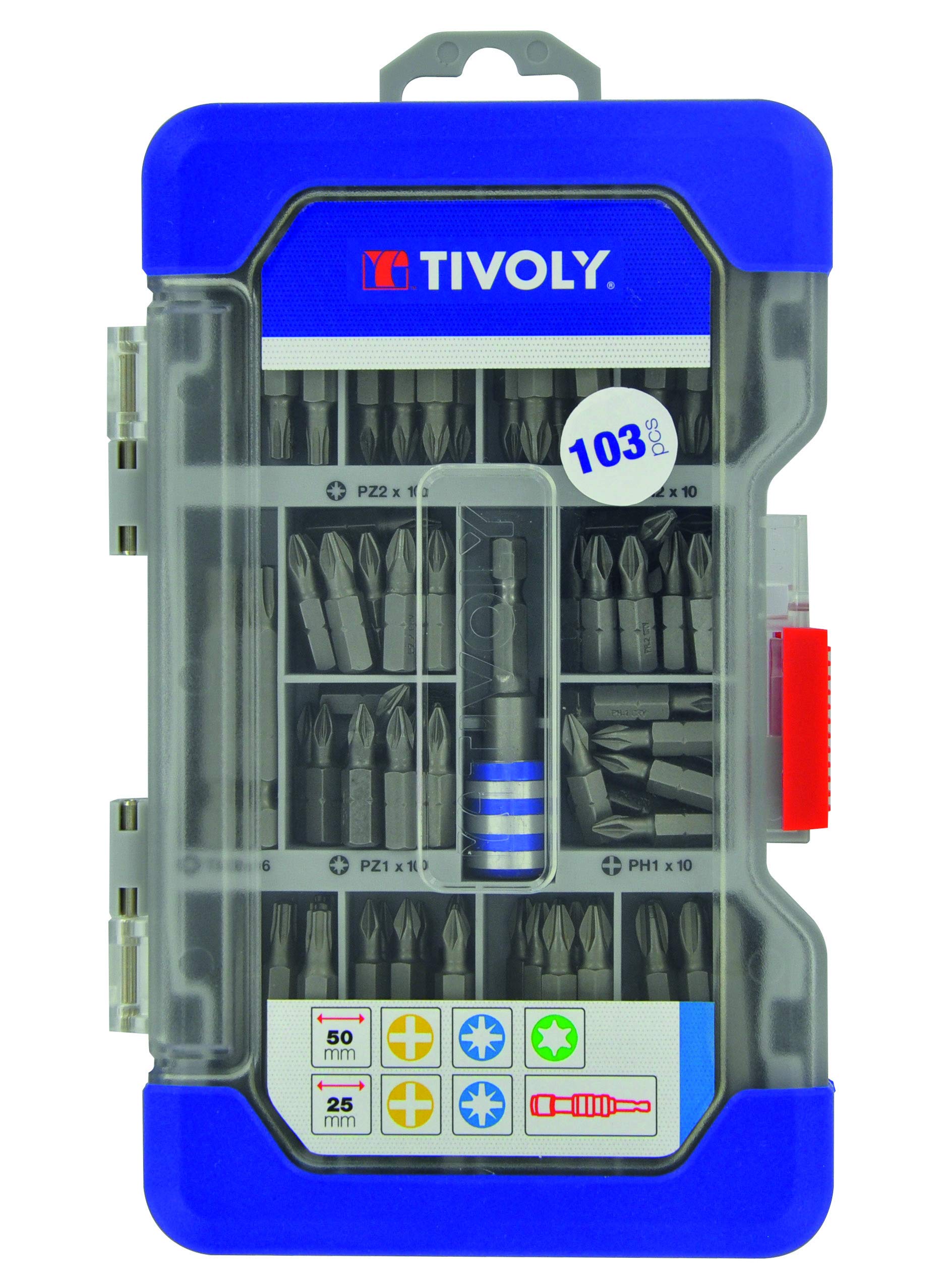 TIVOLY 11501570045 Coffret 103 pcs Embouts de vissage courts et Longs
