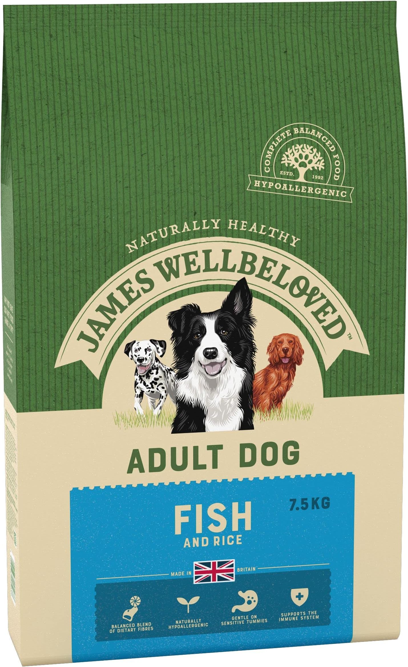 James Wellbeloved Senior Fish & Rice 2 kg Bag, Hypoallergenic Dry Dog