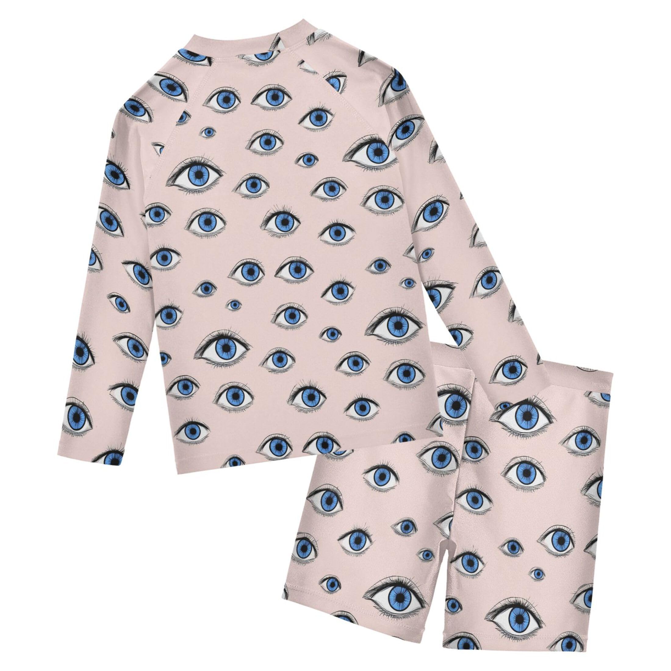Funny Eyeballs Eyes Baby Boys' Toddler Long Sleeved Rashguard Swim Bathing Suit Set B0404993