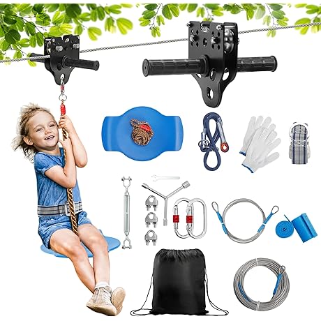 Rengue 40M Zip Lines for Kids and Adults Outdoor up to 350...
