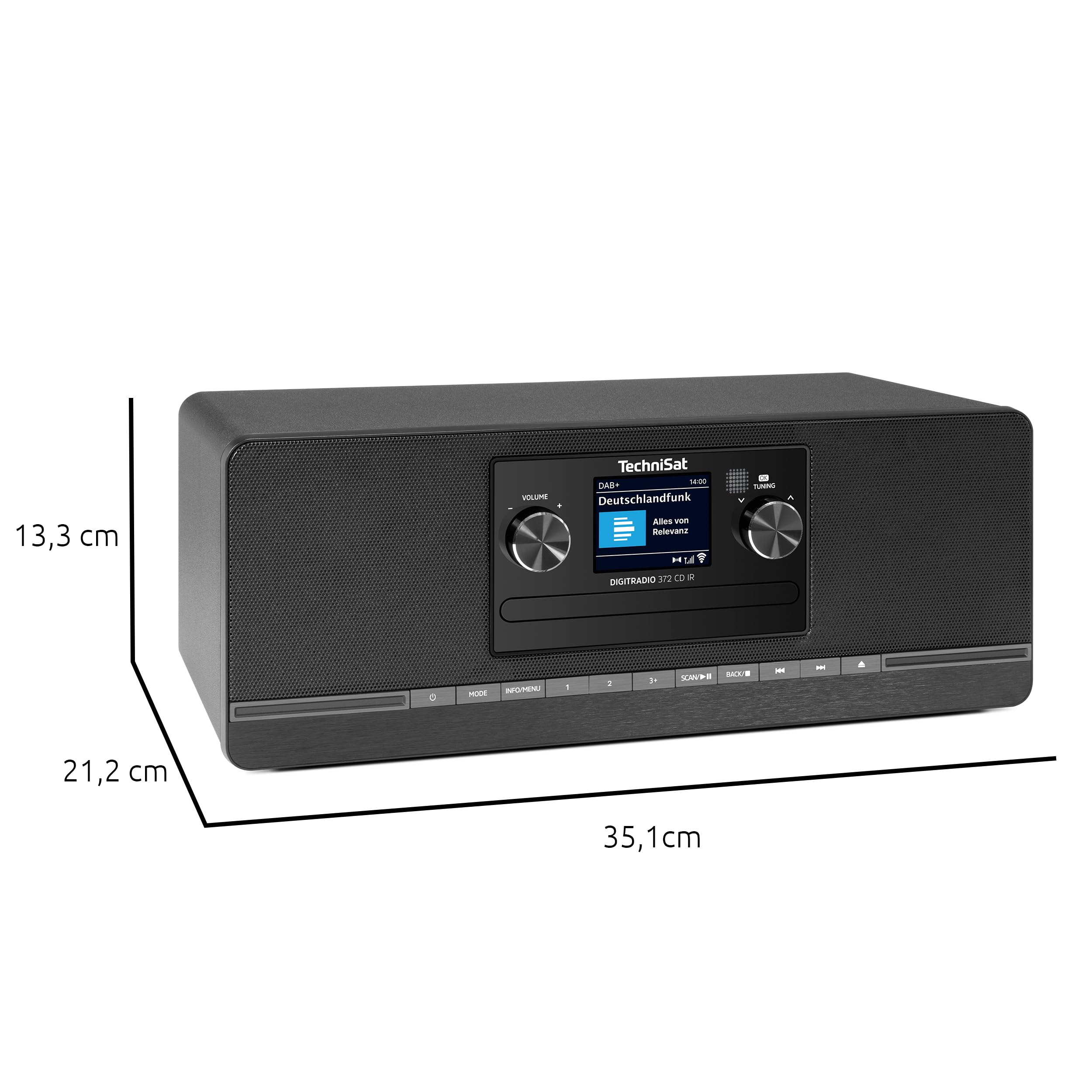 TechniSat DIGITRADIO 372 CD IR – stereofoniczne radio internetowe z DAB+, FM, odtwarzaczem CD, Wi-Fi, Bluetooth, kolorowym wyświetlaczem, USB, AUX, wyjściem słuchawkowym, 10 W, aplikacją, pilotem