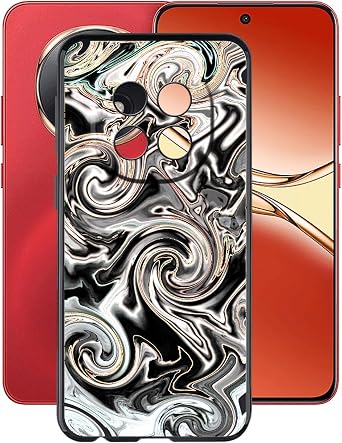 Case for Oppo A5 Pro 6.70", Black Soft TPU Bumper Phone Case, Slim Shockproof Silicone Military Grade Drop Protective Shell for Oppo A5 Pro - Ink Swirl