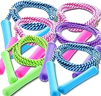GiftExpress 6 Pack Adjustable Colorful Jump Ropes for Kids & Teens - Durable Nylon Skipping Ropes in Pink, Blue, Purple for Fun Fitness