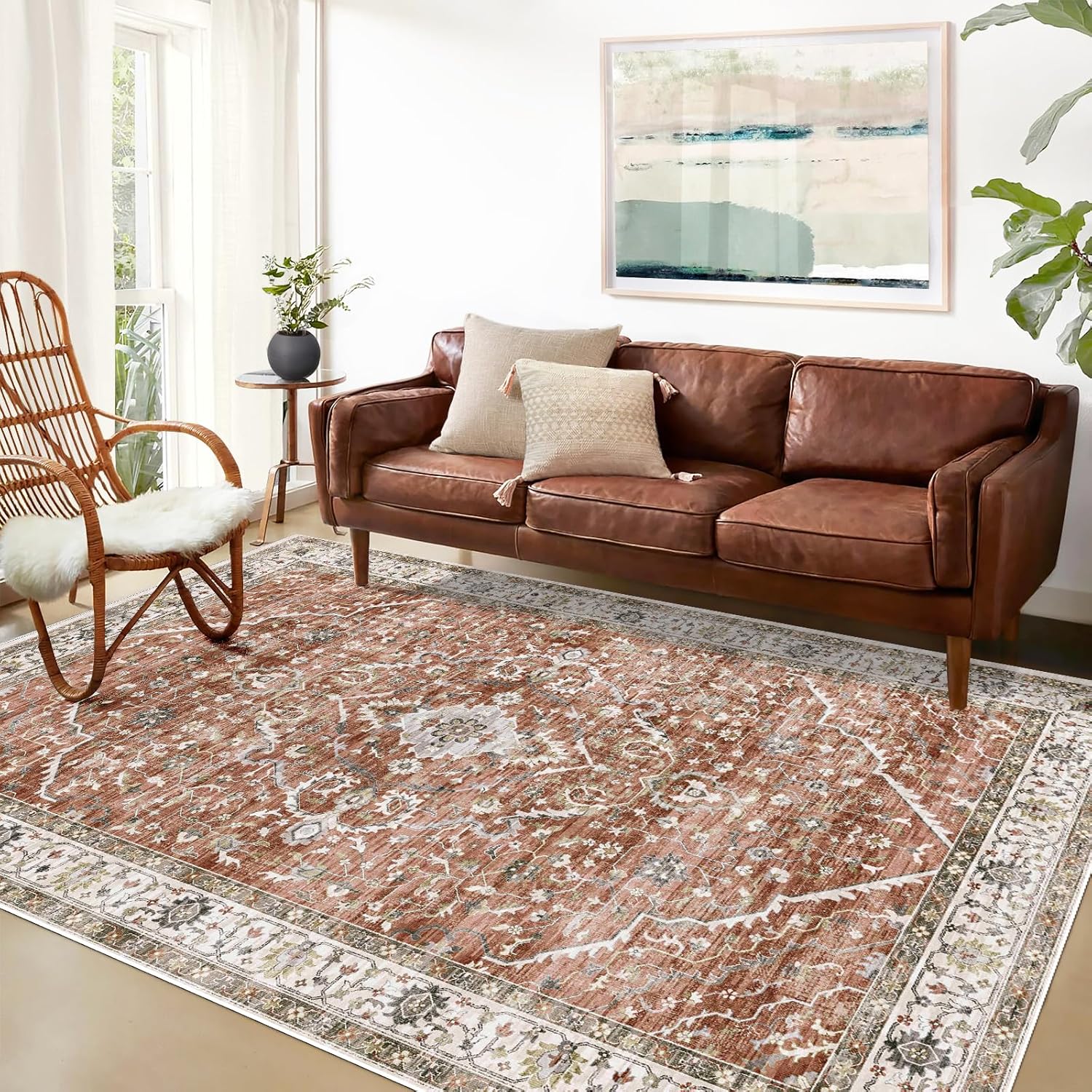 Deerly Indoor Rugs for Living Room Boho 4x6 Area Rug
