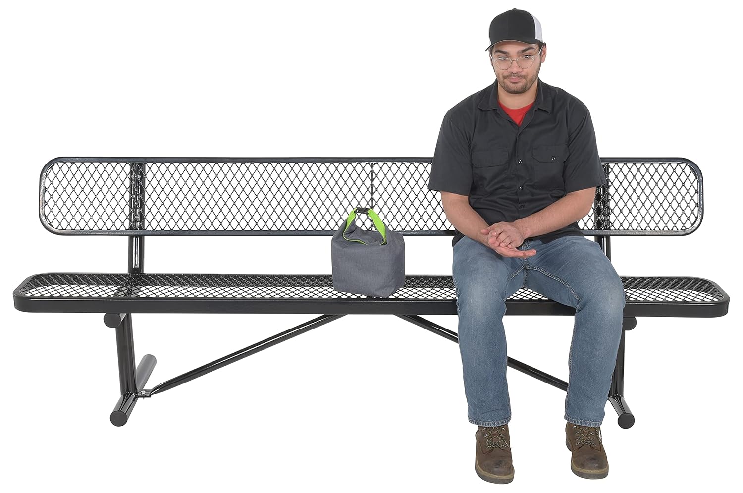 Vestil BEN-MX-96-BK Steel Bench Expanded Metal 96 in. Black