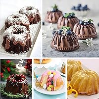 Vista 4 de Mini Buntz Cake Silicone Pan, 24-Cavity Nonstick Fluted Tube Ring Cake Pan for Baking, Donuts Silicone Mold for Mousse Cupcake Chocolate Jelly