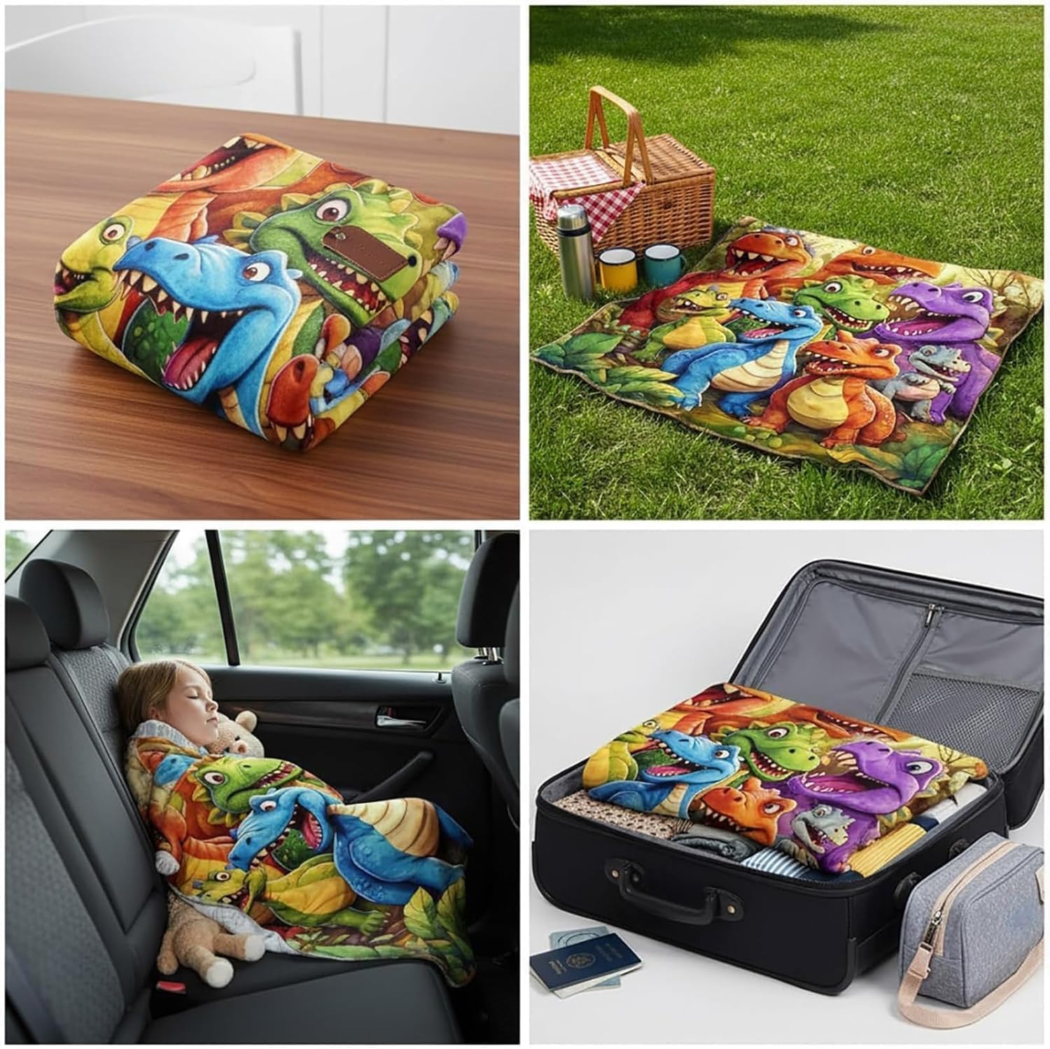 Upgraded Thickened 3D Dinosaur Blanket for Boys, 7 Sizes Cute Smiling Dinosaurs HD Digital Print Flannel, Cozy Fleece/Soft/Warm/All Season Fleece Throw Blankets, Unisex for Dino-Lover (A, 40 * 30IN) - Image 5