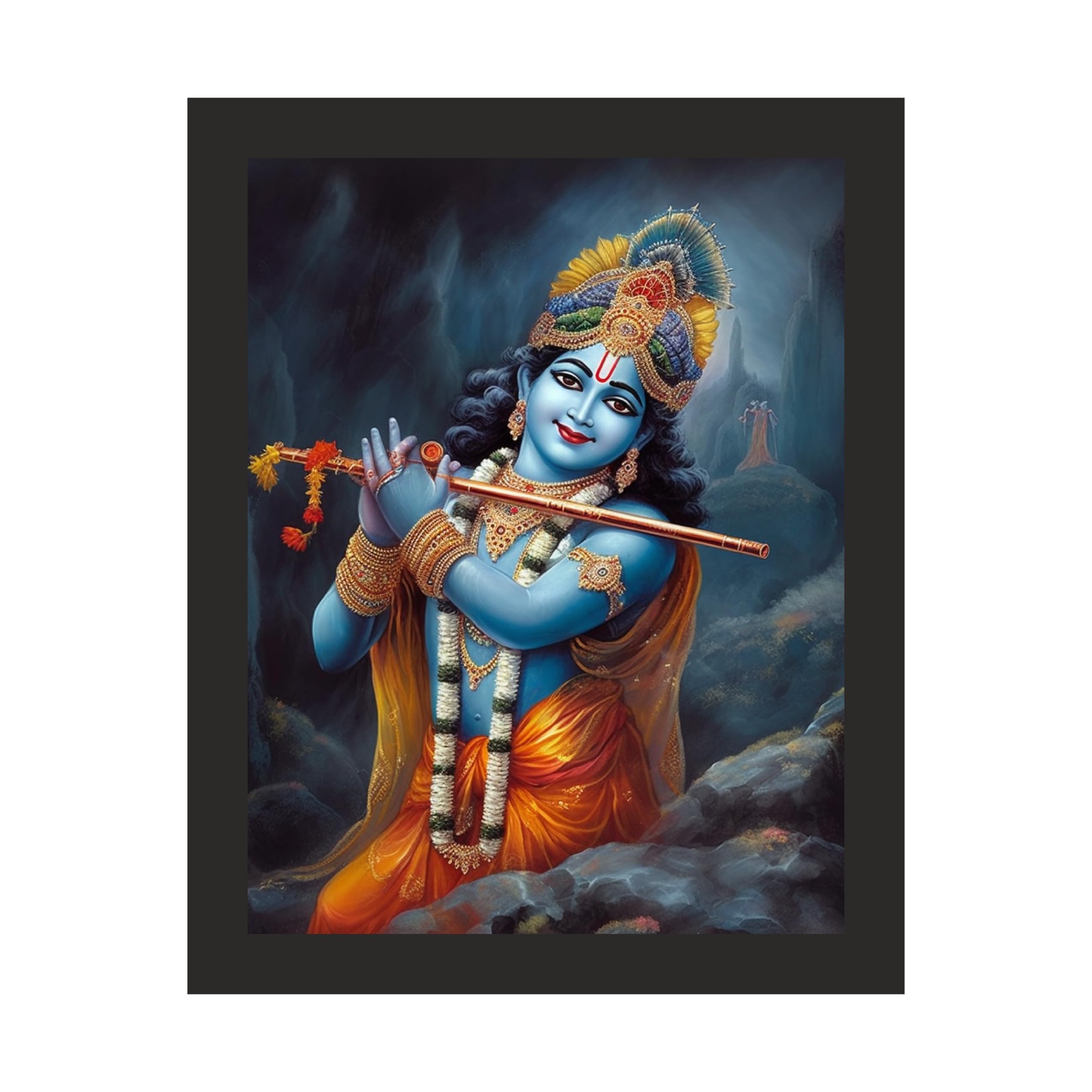 Dynamic Krishna Flute Art - 12x15