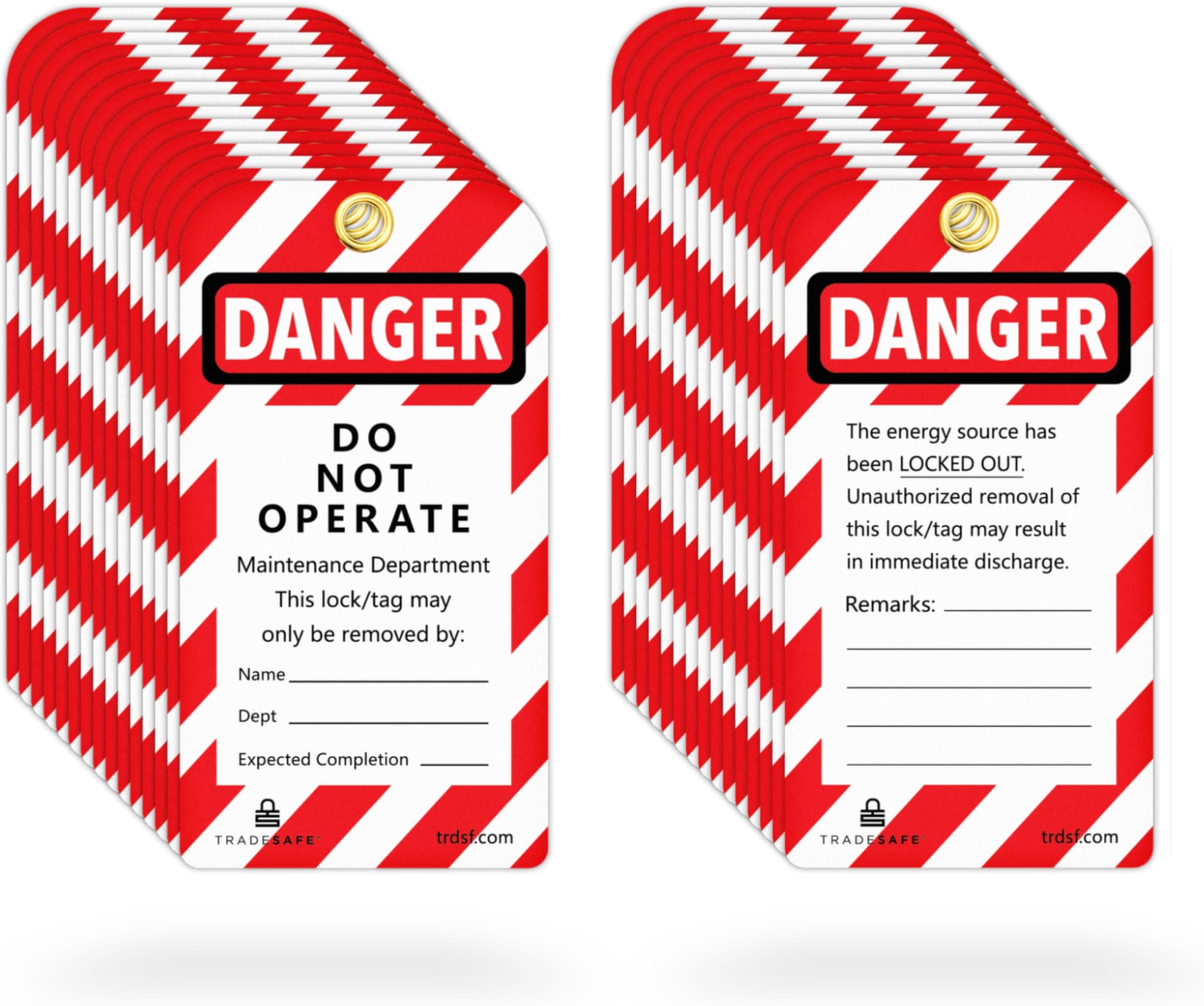 TRADESAFE Lockout Tagout Tags - 30 Pack - Premium 15 mil Nylon Plastic w/Zip Ties | Danger Do Not Operate Loto Tag - Compliance Safety Tats for Lock Out, Out of Service, Electrical Equipment Repair