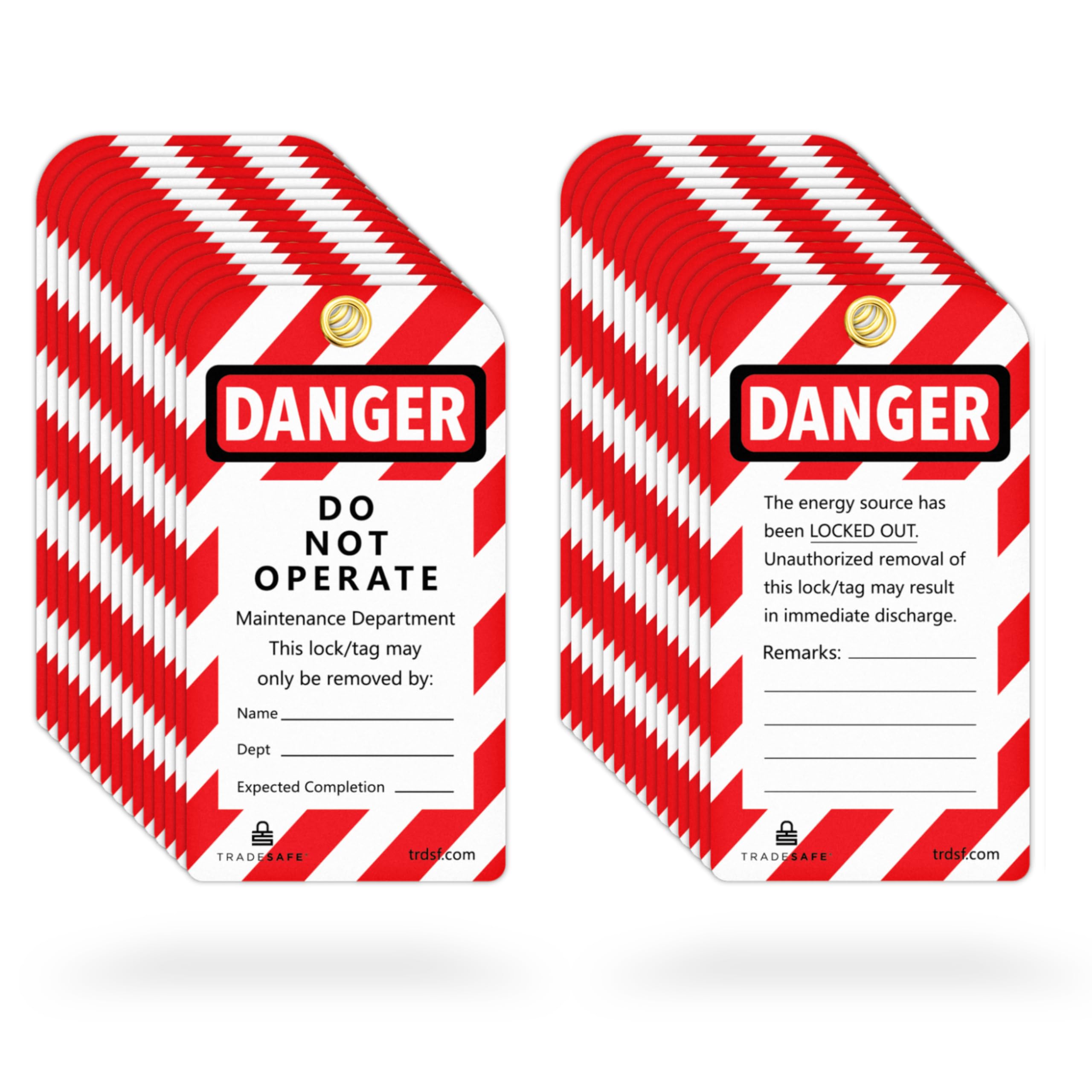 TRADESAFE Lockout Tagout-Etiketten, hochwertiger 15 mm Nylon-Kunststoff mit Kabelbändern, Gefahr, nicht betreiben, Sicherheits-Tats für Aussperrung, Reparatur von elektrischen Geräten, 30 Stück