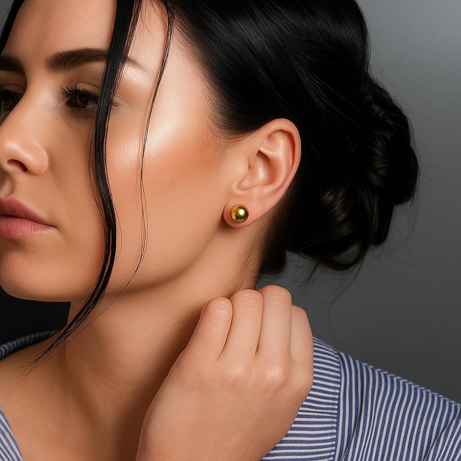 Kezef 14K Gold Filled Ball Stud Earrings for Women - Thick 14K Gold Layer, Hypoallergenic for Sensitive Ears, Round Studs | 3mm-9mm - Image 3