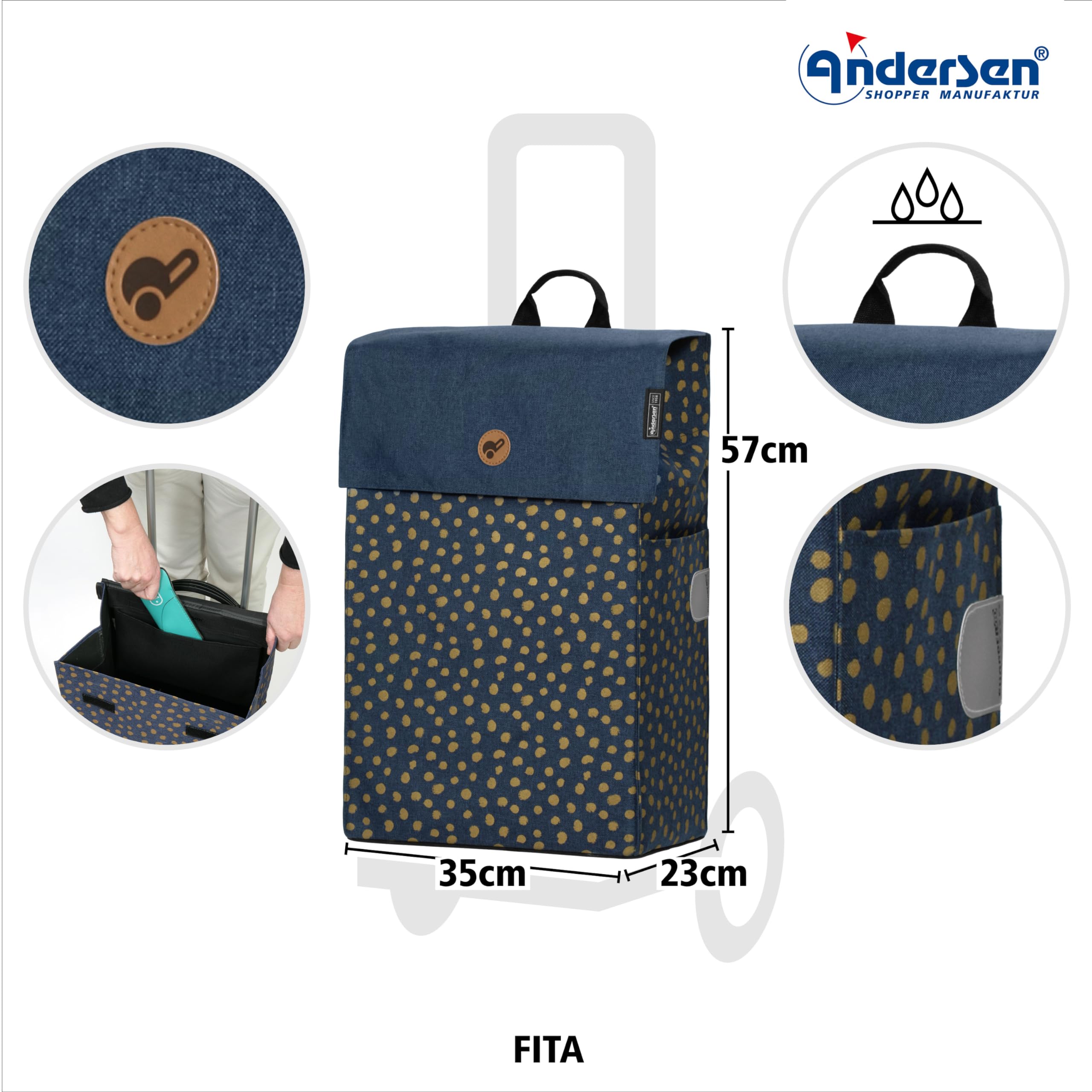 ANDERSEN Einkaufstrolley - Komfort Shopper Fita blau