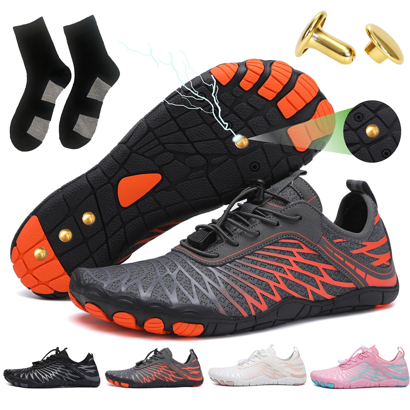 Grounding Shoes with Copper Barefoot Shoes Women Men, Outdoor Waterproof Hike Healthy Non-Slip Flexible