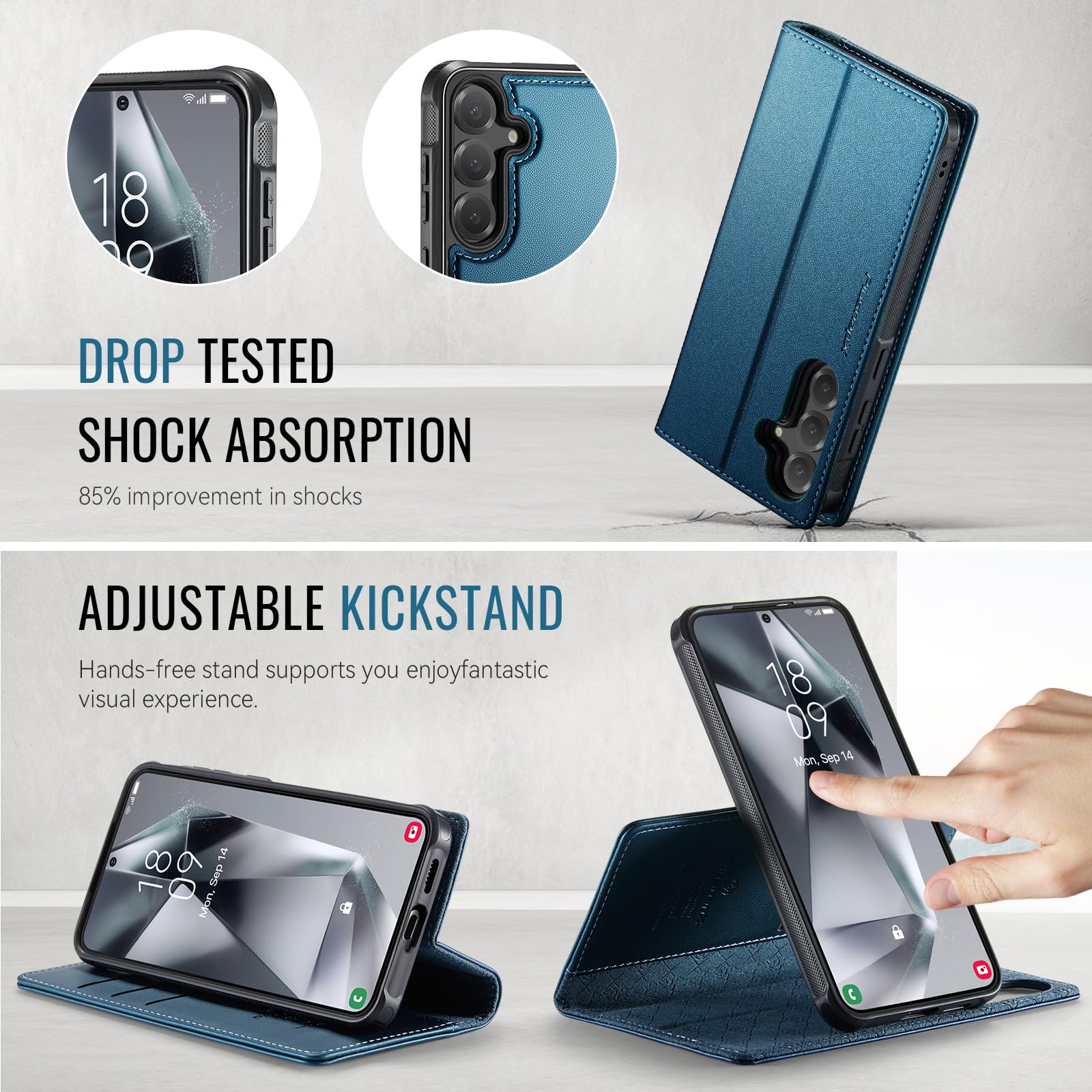 Custodia a portafoglio rimovibile per Samsung Galaxy S26 Plus 2 in | Compatibile con Magsafe, magnetico, porta carte di credito con blocco RFID, antiurto, cavalletto, ricarica wireless