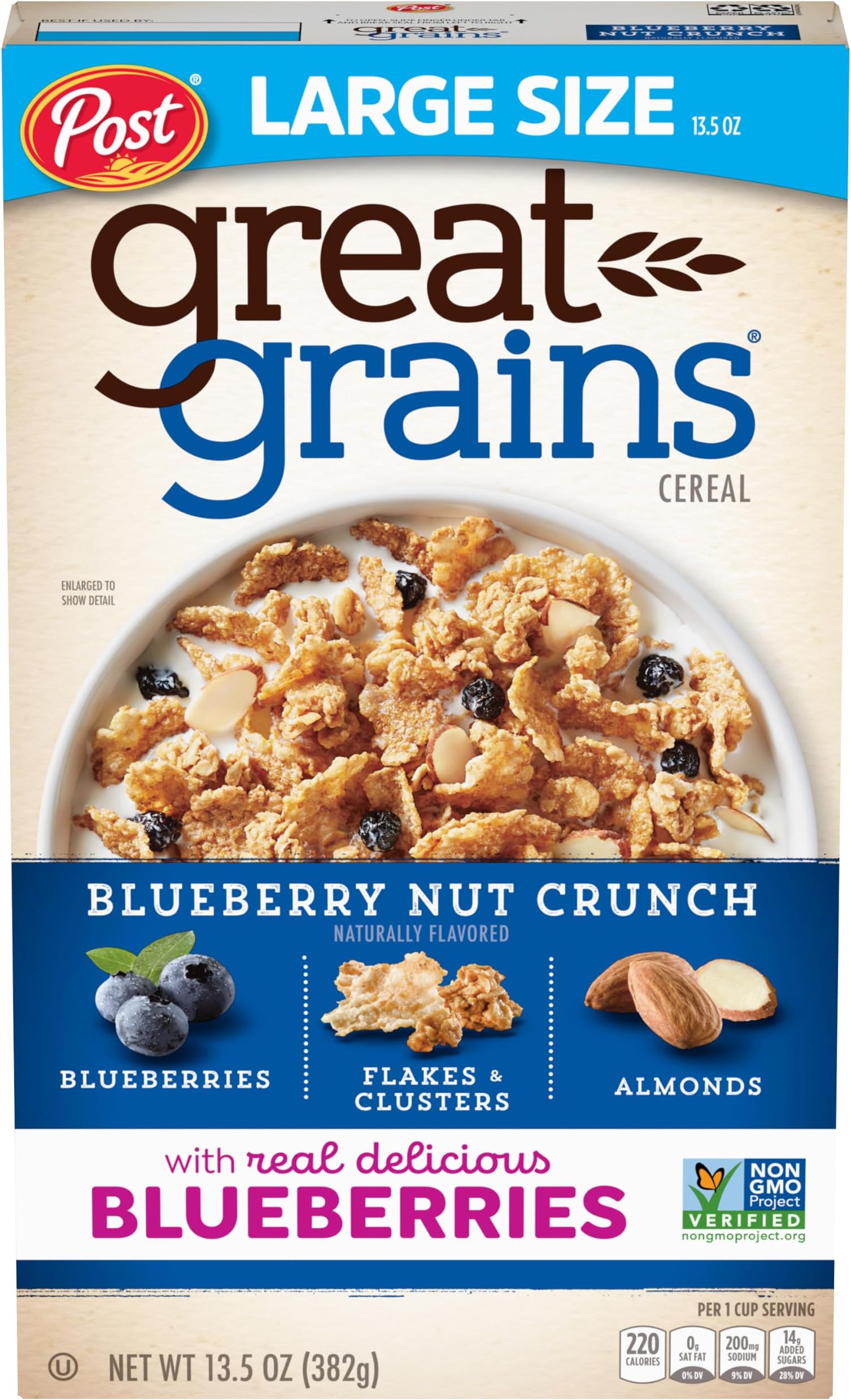 Blueberry Nut Crunch Cereal With Granola Clusters, 13.5 oz Box | Non-GMO Project Verified, Heart Healthy Cereal